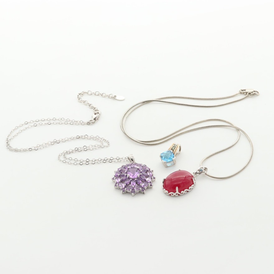 Sterling Silver Necklaces and Pendants with Quartz, Amethyst and Topaz