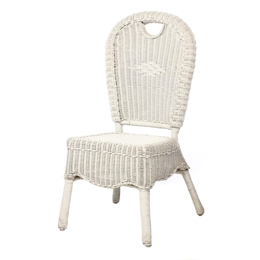 Painted Woven Wicker Patio Side Chair