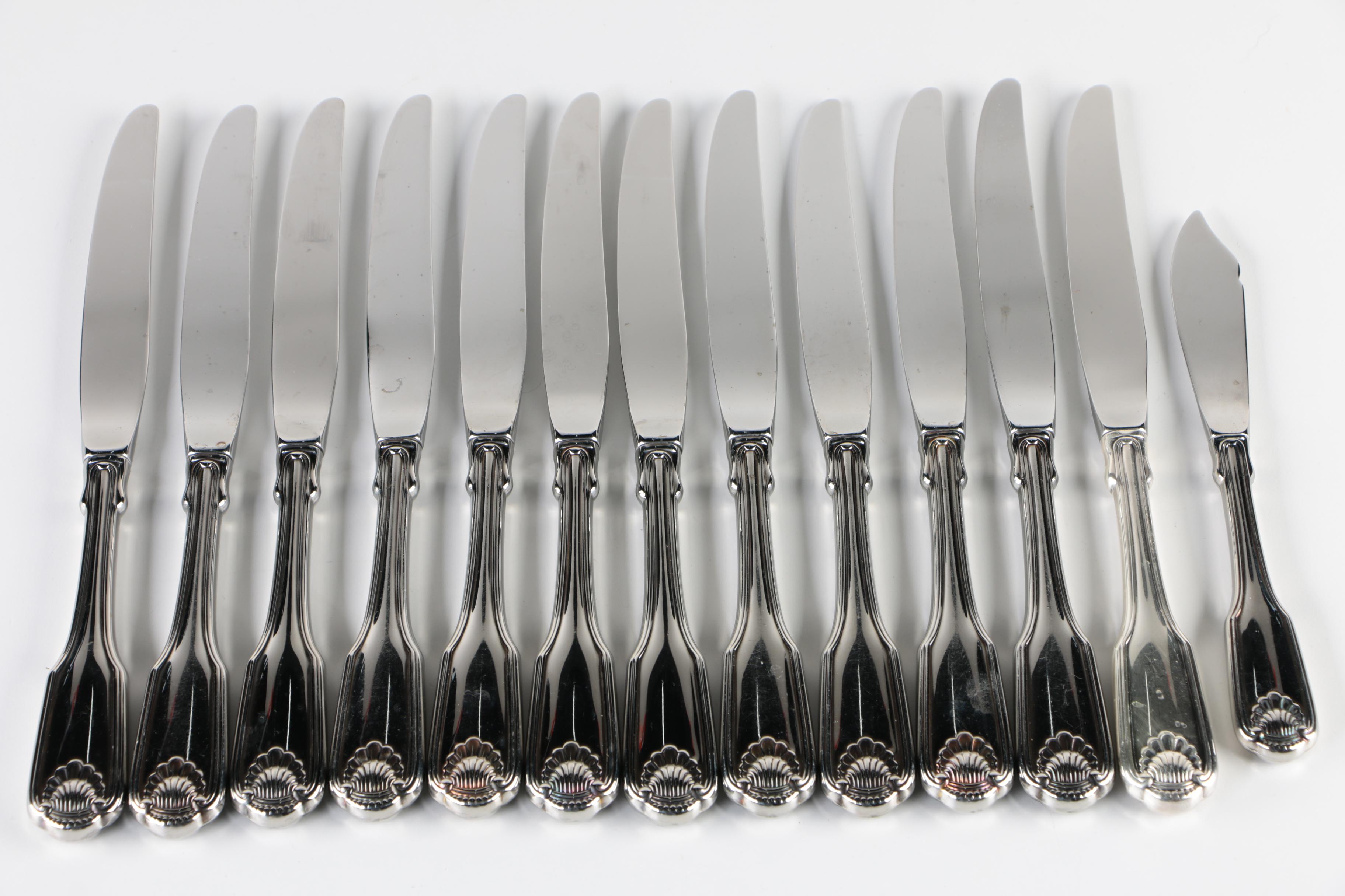 Oneida "Classic Shell" Stainless Flatware Service with "Midtowne" Serving Spoons