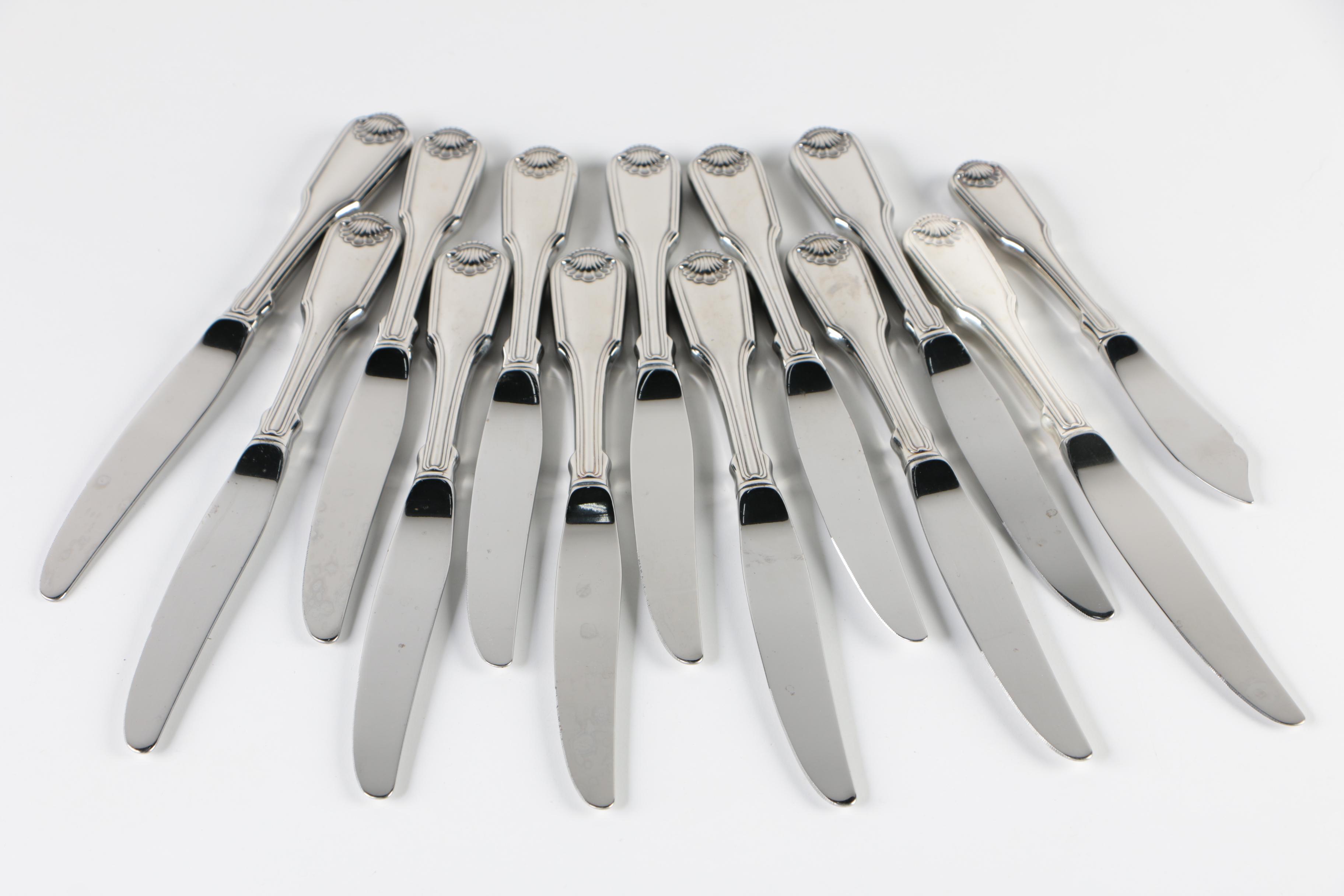 Oneida "Classic Shell" Stainless Flatware Service with "Midtowne" Serving Spoons