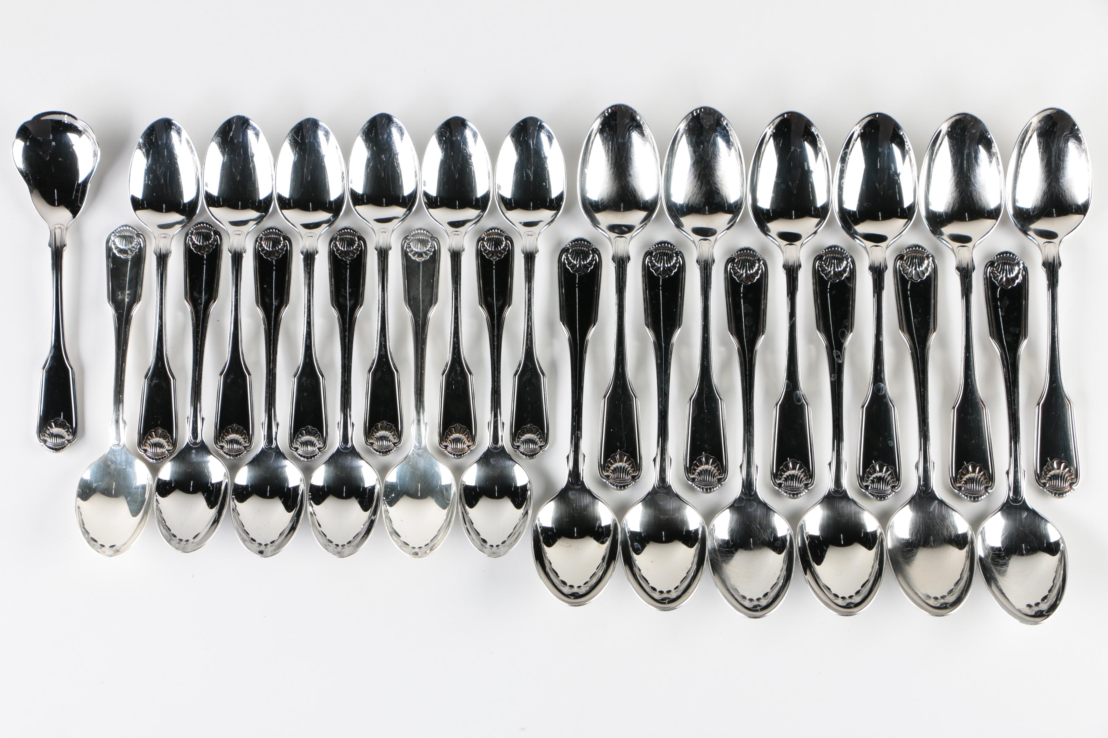 Oneida "Classic Shell" Stainless Flatware Service with "Midtowne" Serving Spoons