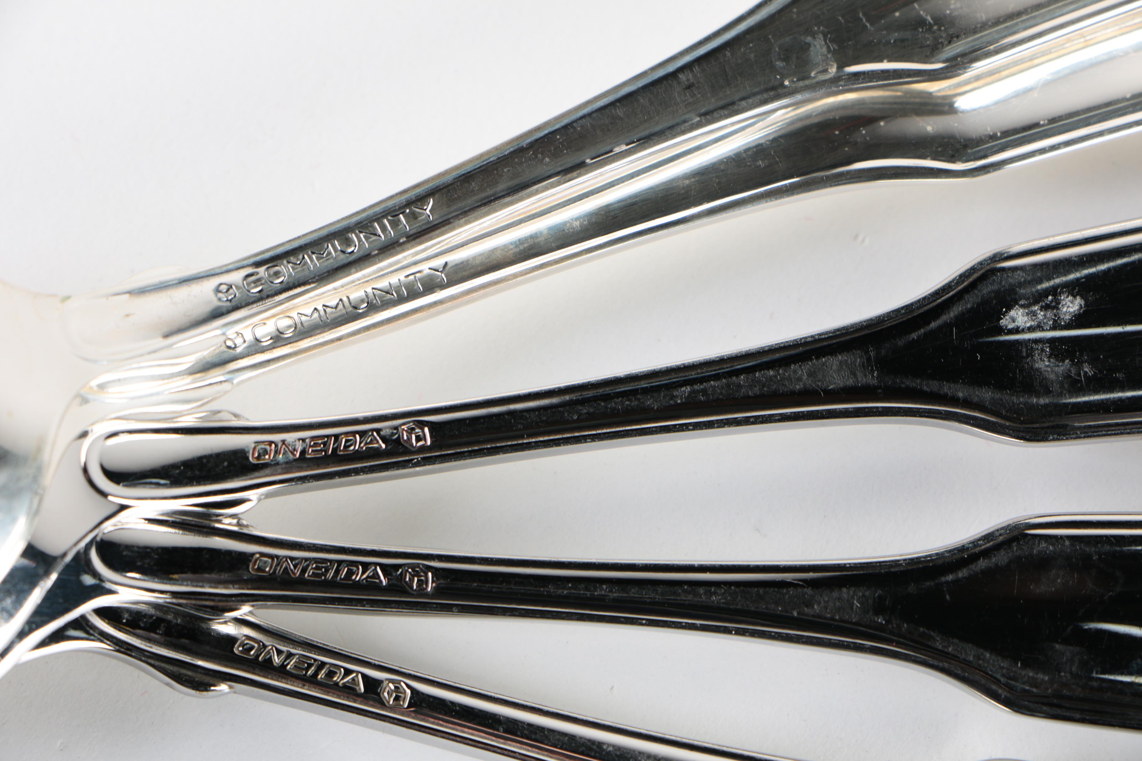 Oneida "Classic Shell" Stainless Flatware Service with "Midtowne" Serving Spoons