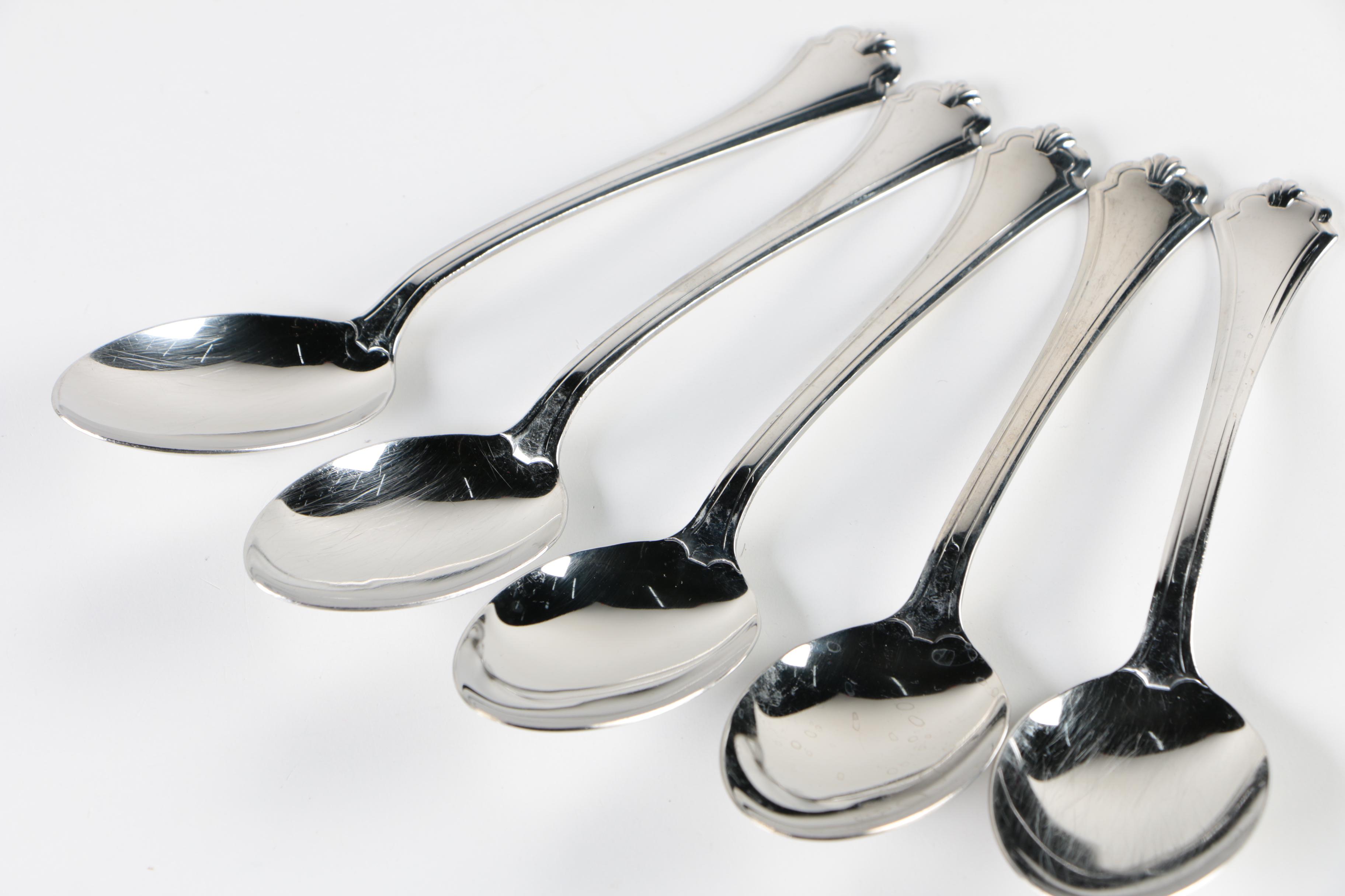 Oneida "Classic Shell" Stainless Flatware Service with "Midtowne" Serving Spoons