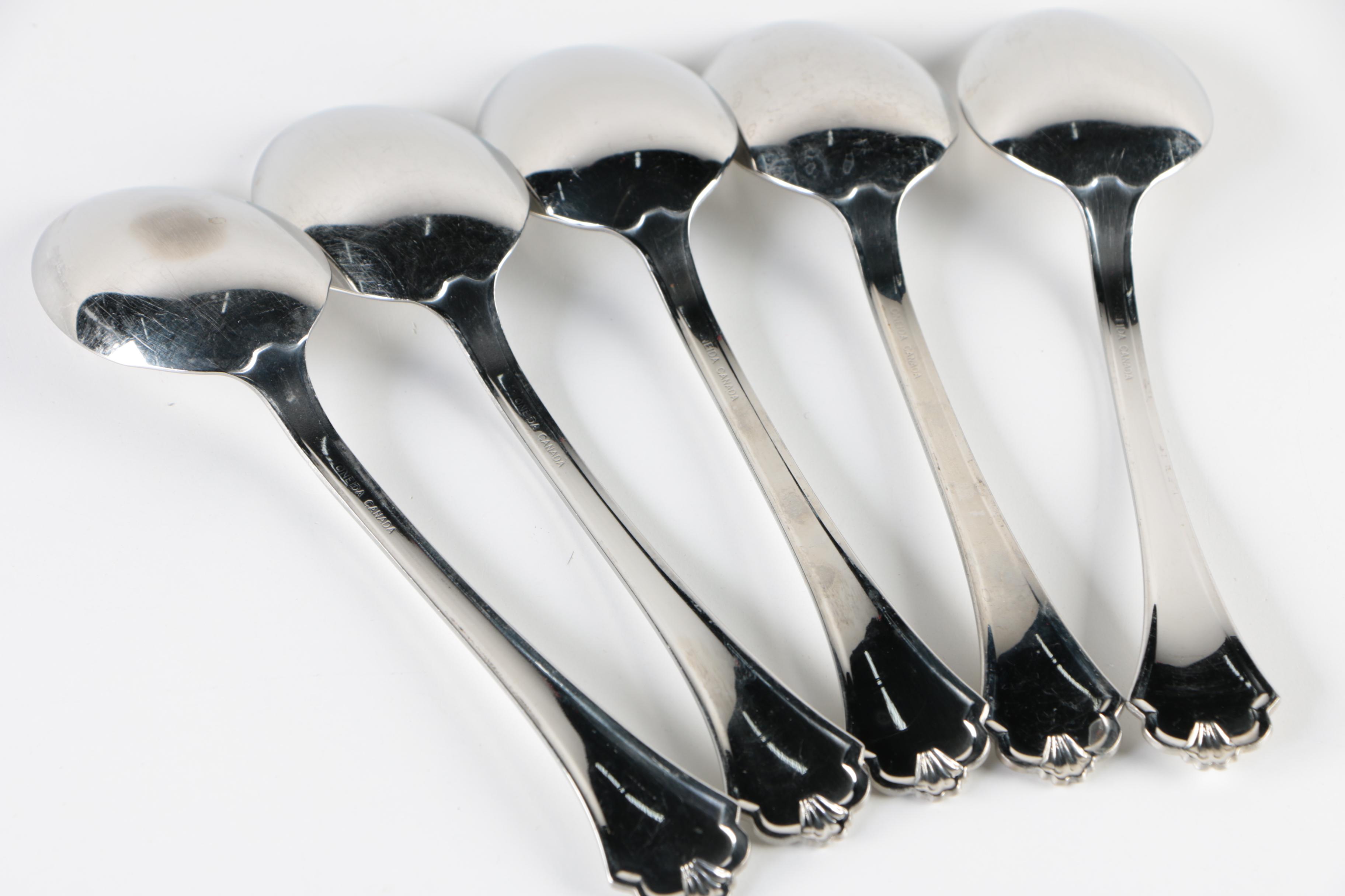 Oneida "Classic Shell" Stainless Flatware Service with "Midtowne" Serving Spoons