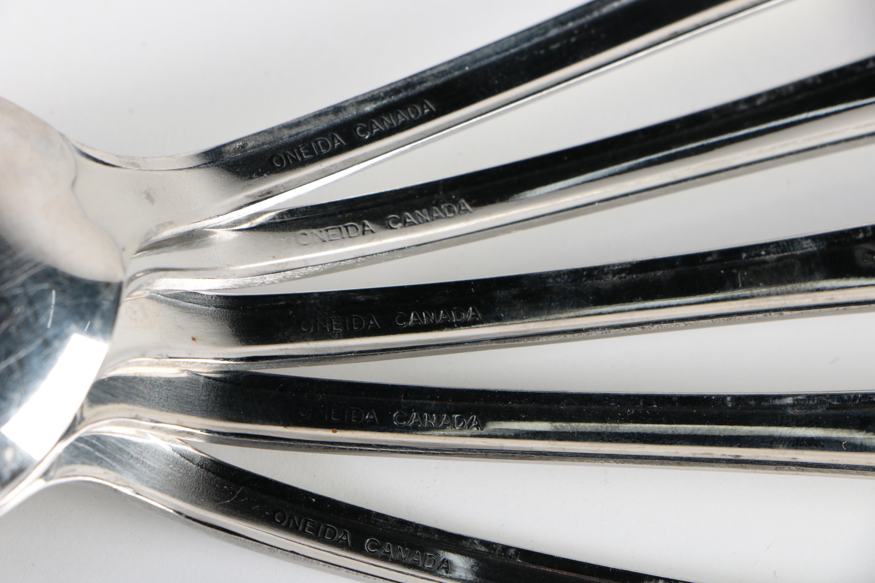 Oneida "Classic Shell" Stainless Flatware Service with "Midtowne" Serving Spoons