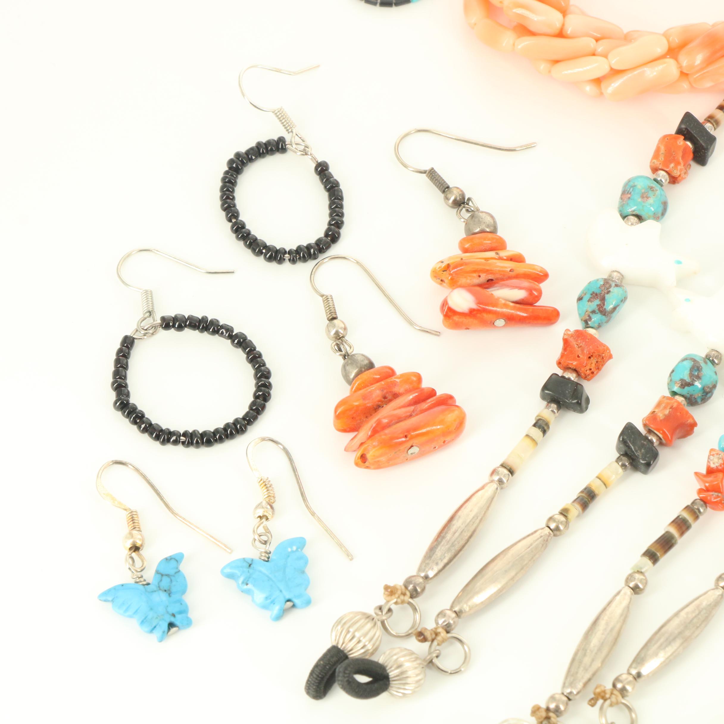 Jewelry Selection with Sterling, Eye-Glass Chains and Luz de Nambé