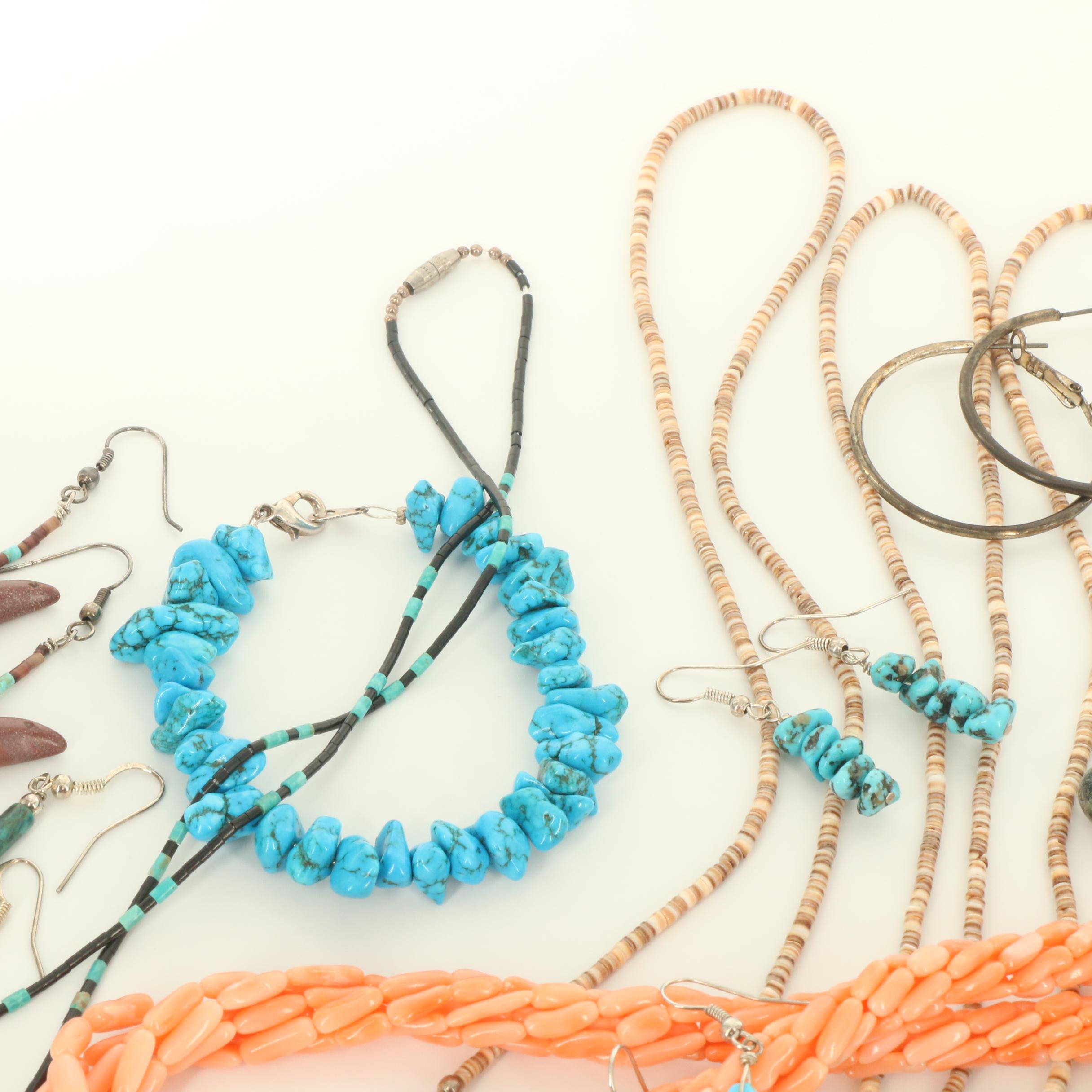 Jewelry Selection with Sterling, Eye-Glass Chains and Luz de Nambé