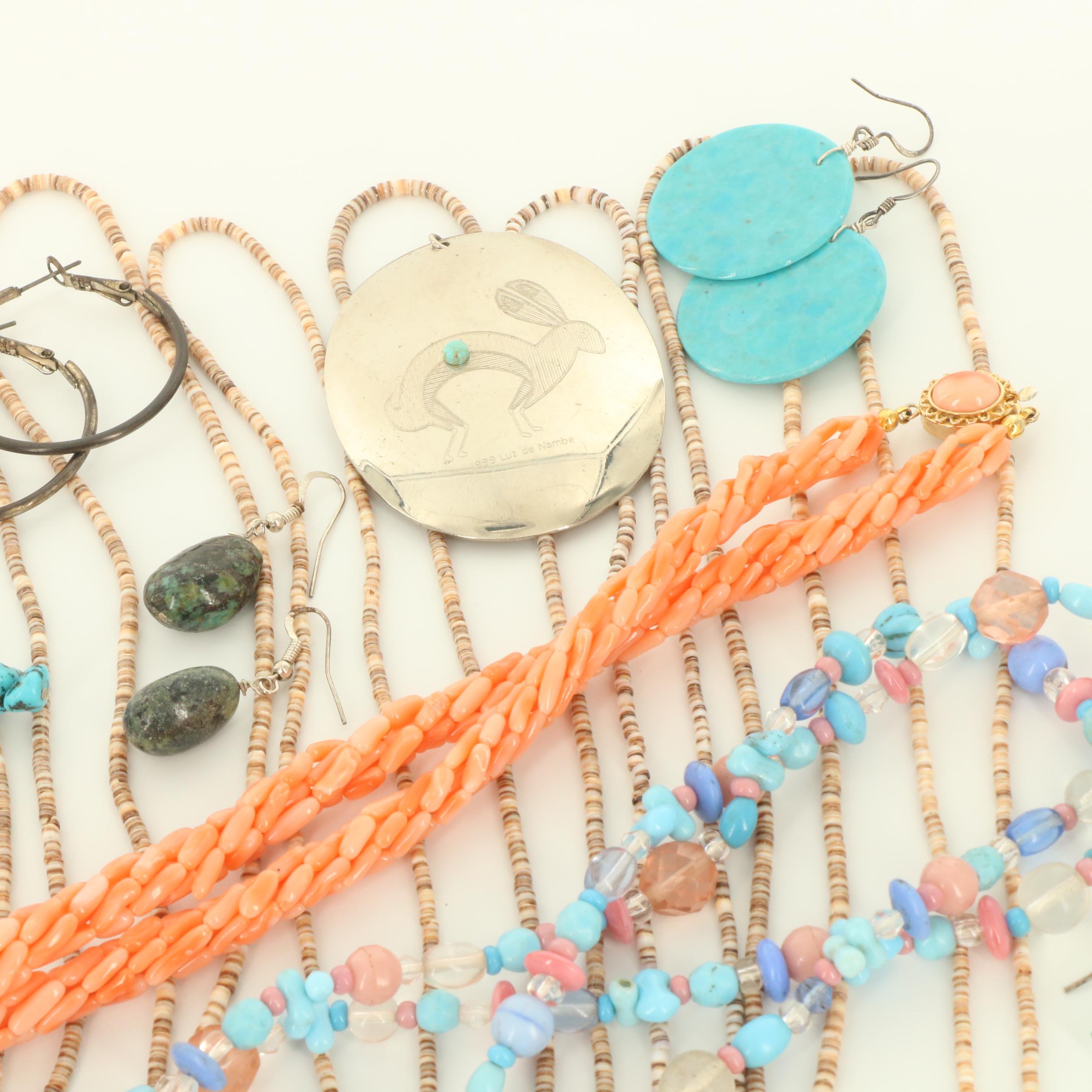 Jewelry Selection with Sterling, Eye-Glass Chains and Luz de Nambé