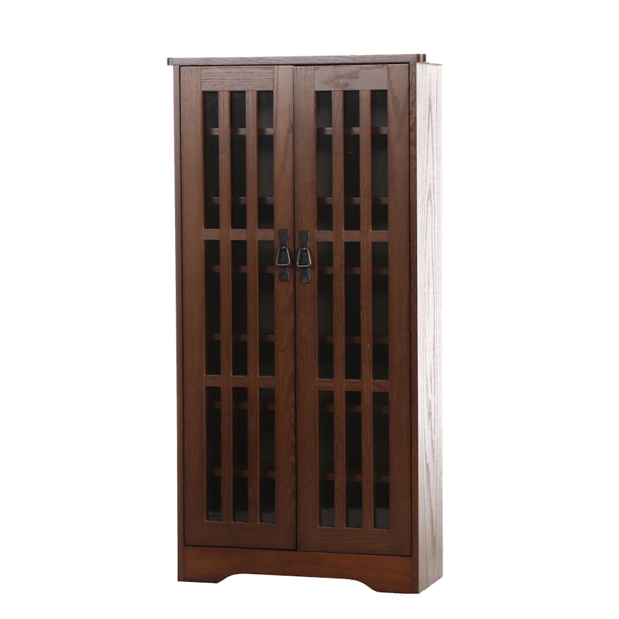 Mission Style Oak Glass Front Bookcase, Contemporary