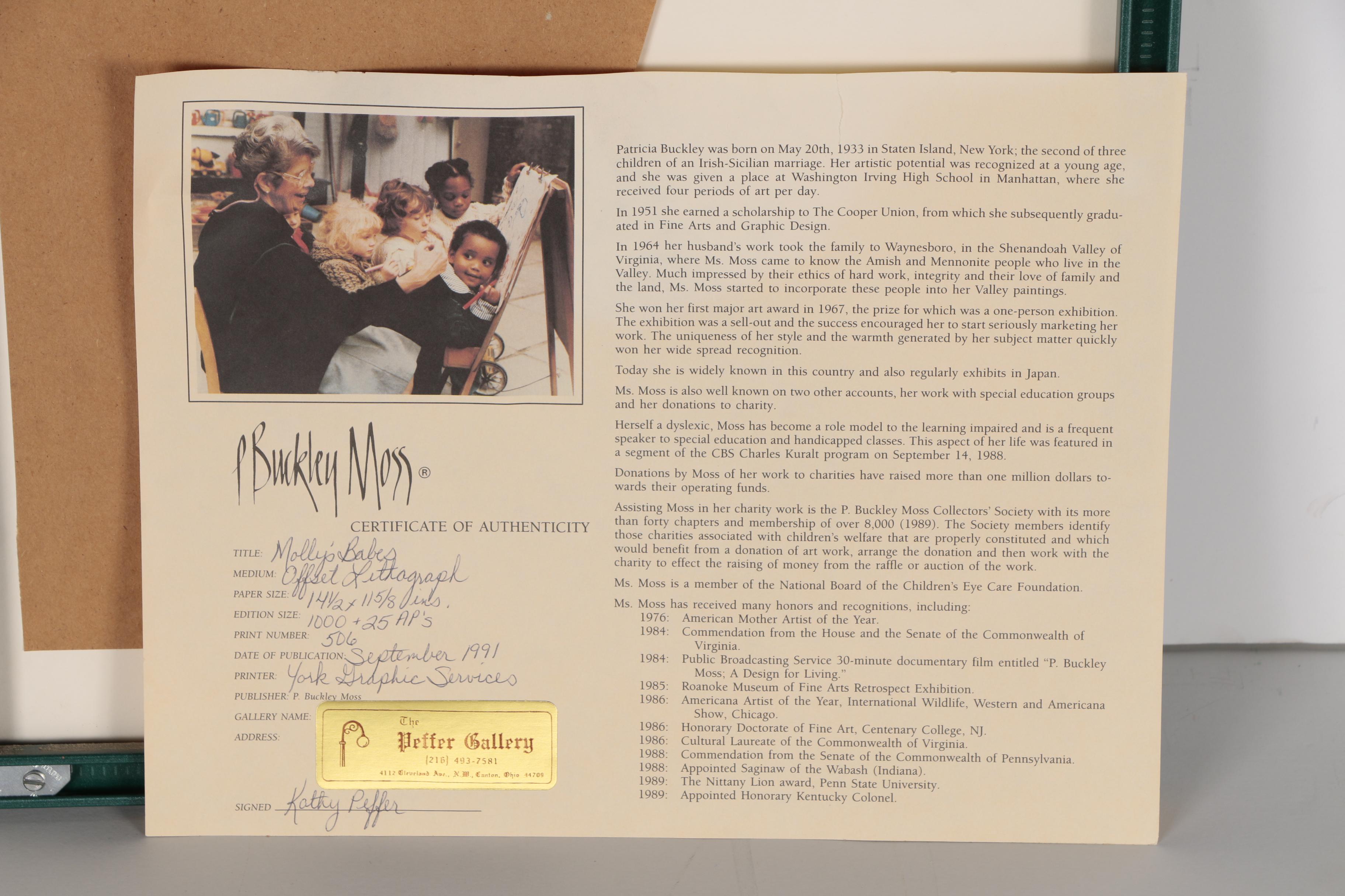 P. Buckley Moss Offset Lithograph "Molly's Babes"