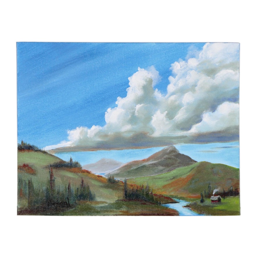 Brian Johnpeer Landscape Acrylic Painting "Growing Clouds"