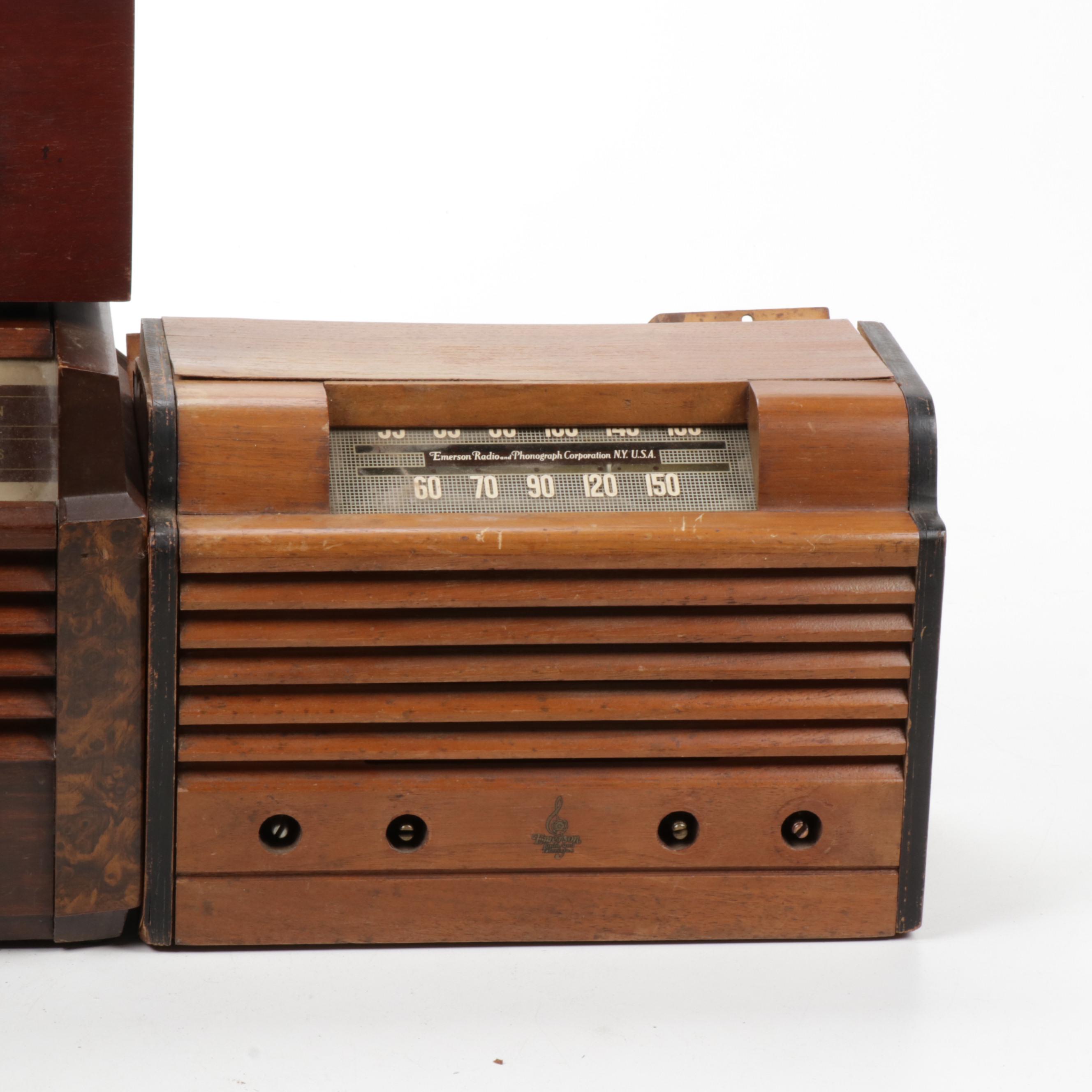 Emerson, RCA Victor and Motorola Wooden Framed Radios, Mid-Century