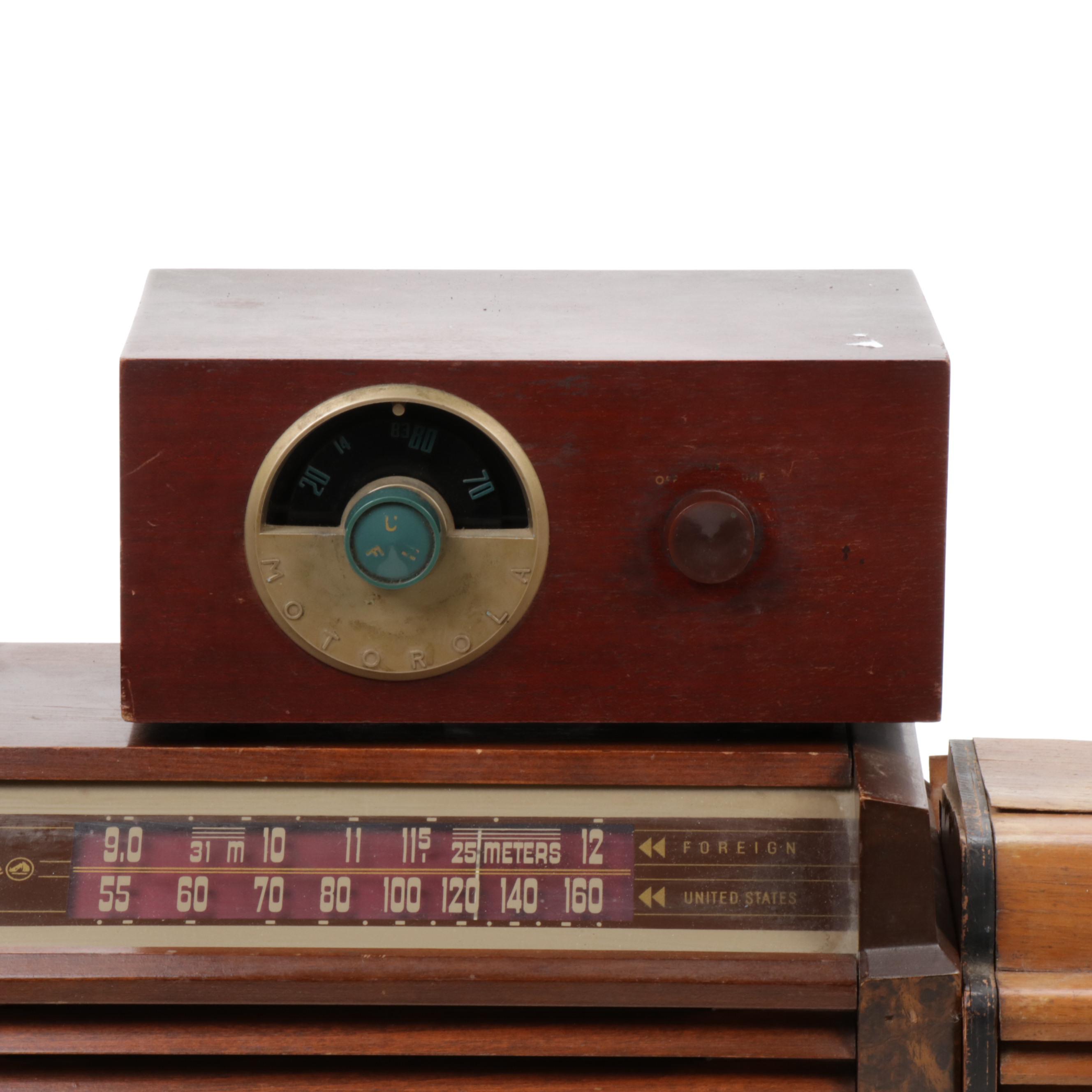 Emerson, RCA Victor and Motorola Wooden Framed Radios, Mid-Century