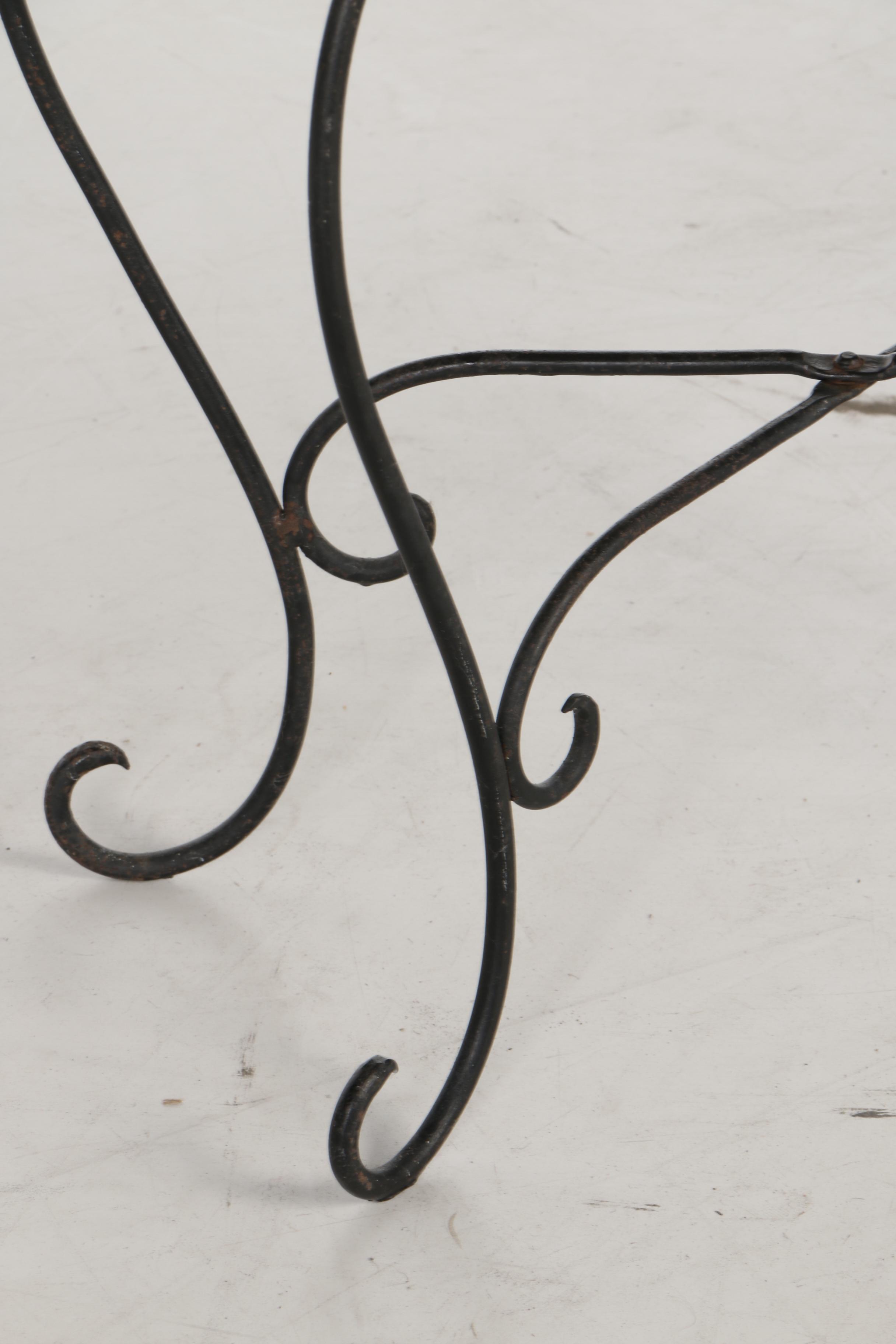 Marble Top Side Table with Metal Folding Base, Mid-20th Century