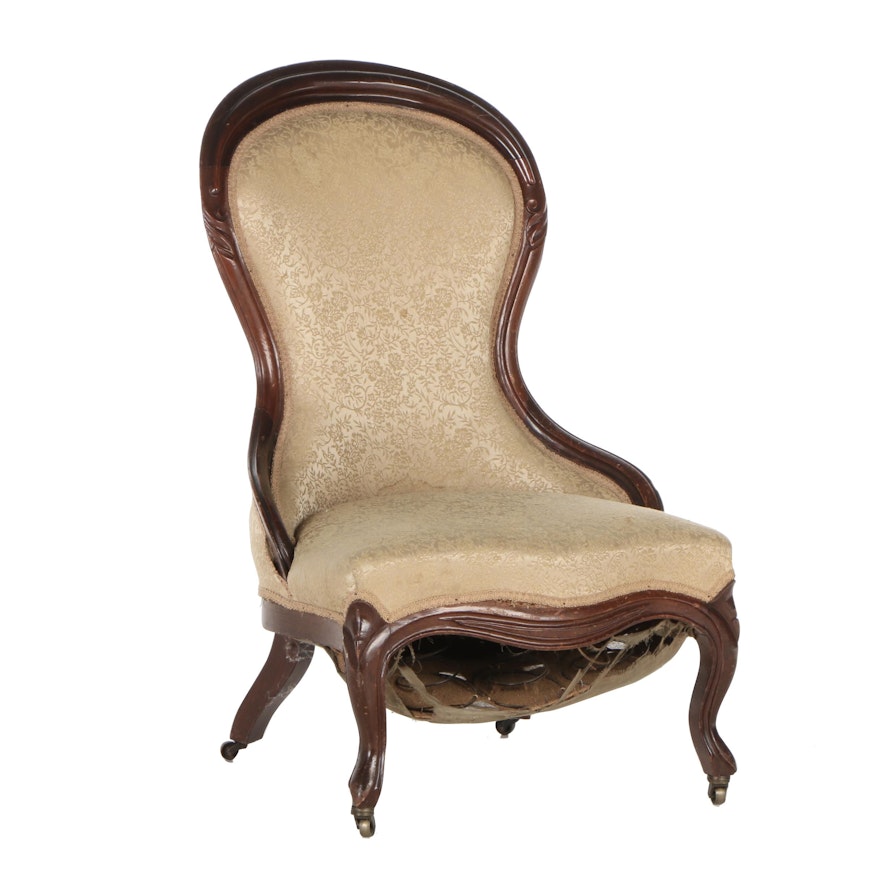 Victorian Walnut Parlor Chair, Mid-19th Century