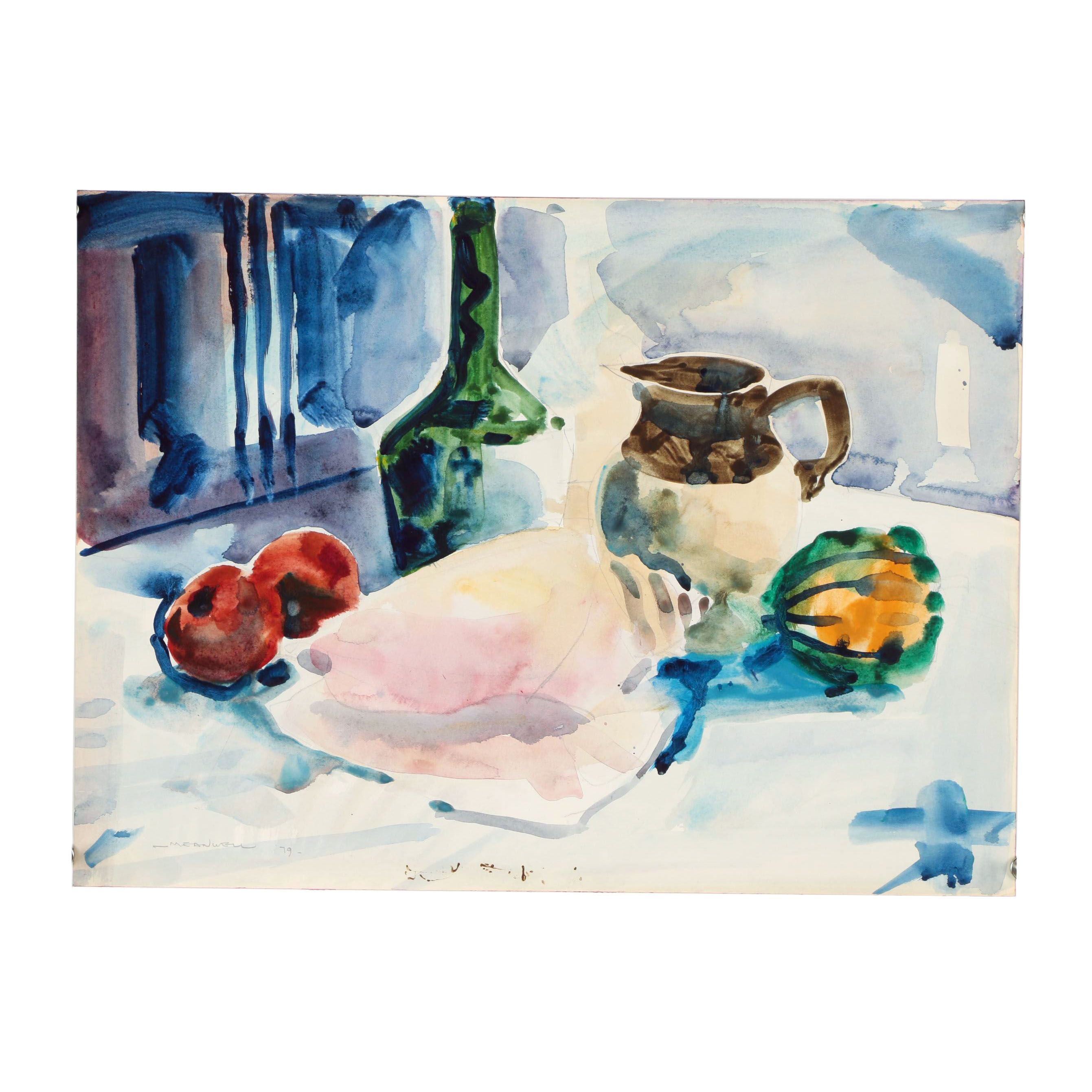Jack Meanwell Still Life Watercolor Painting, 1979