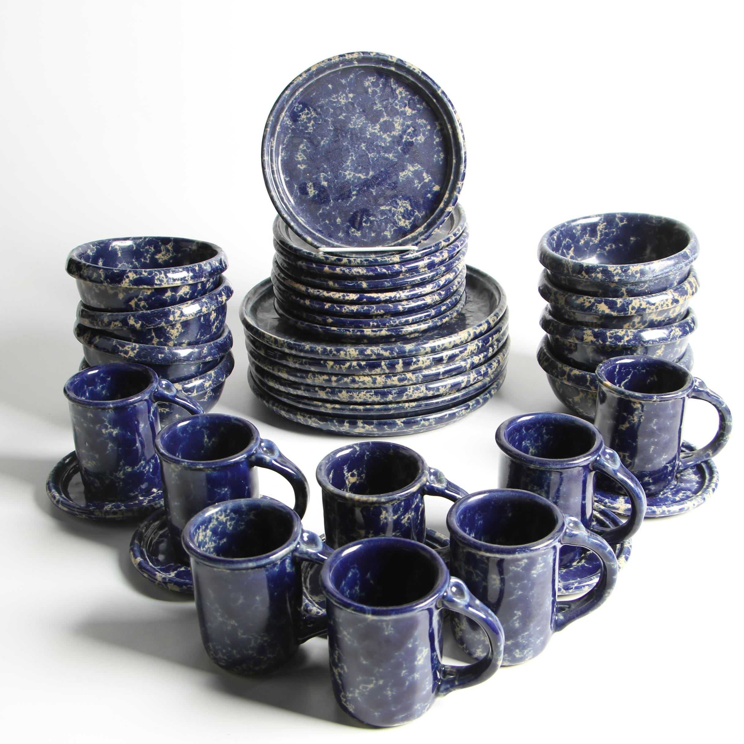 Bennington Potters "Blue Agate" Spongeware Stoneware Dinnerware