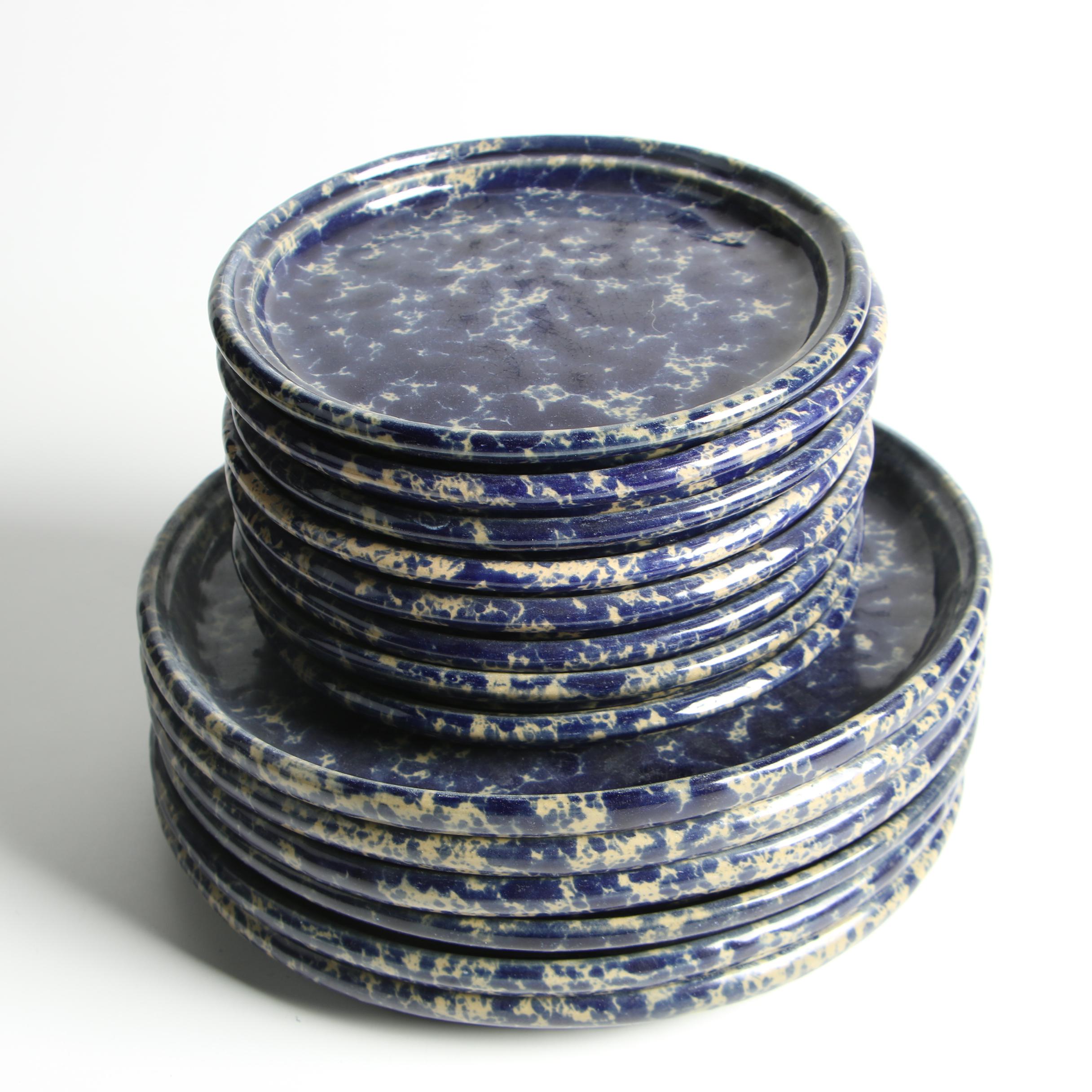 Bennington Potters "Blue Agate" Spongeware Stoneware Dinnerware