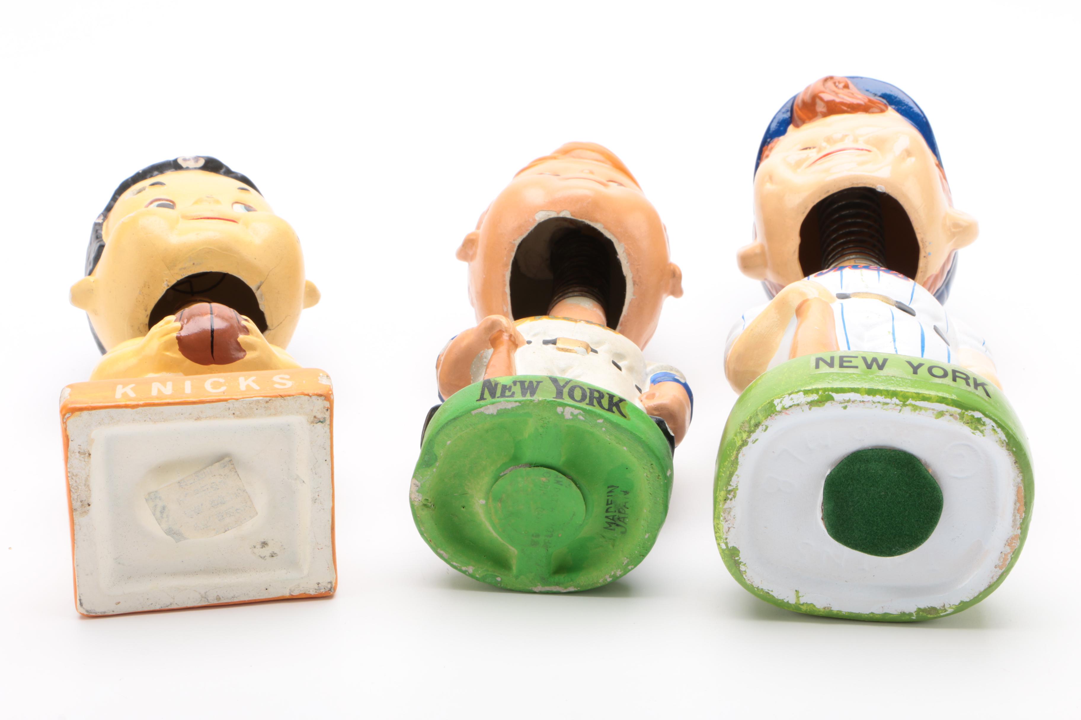 Three New York Sports Related Bobbleheads, 1960s, 1980s