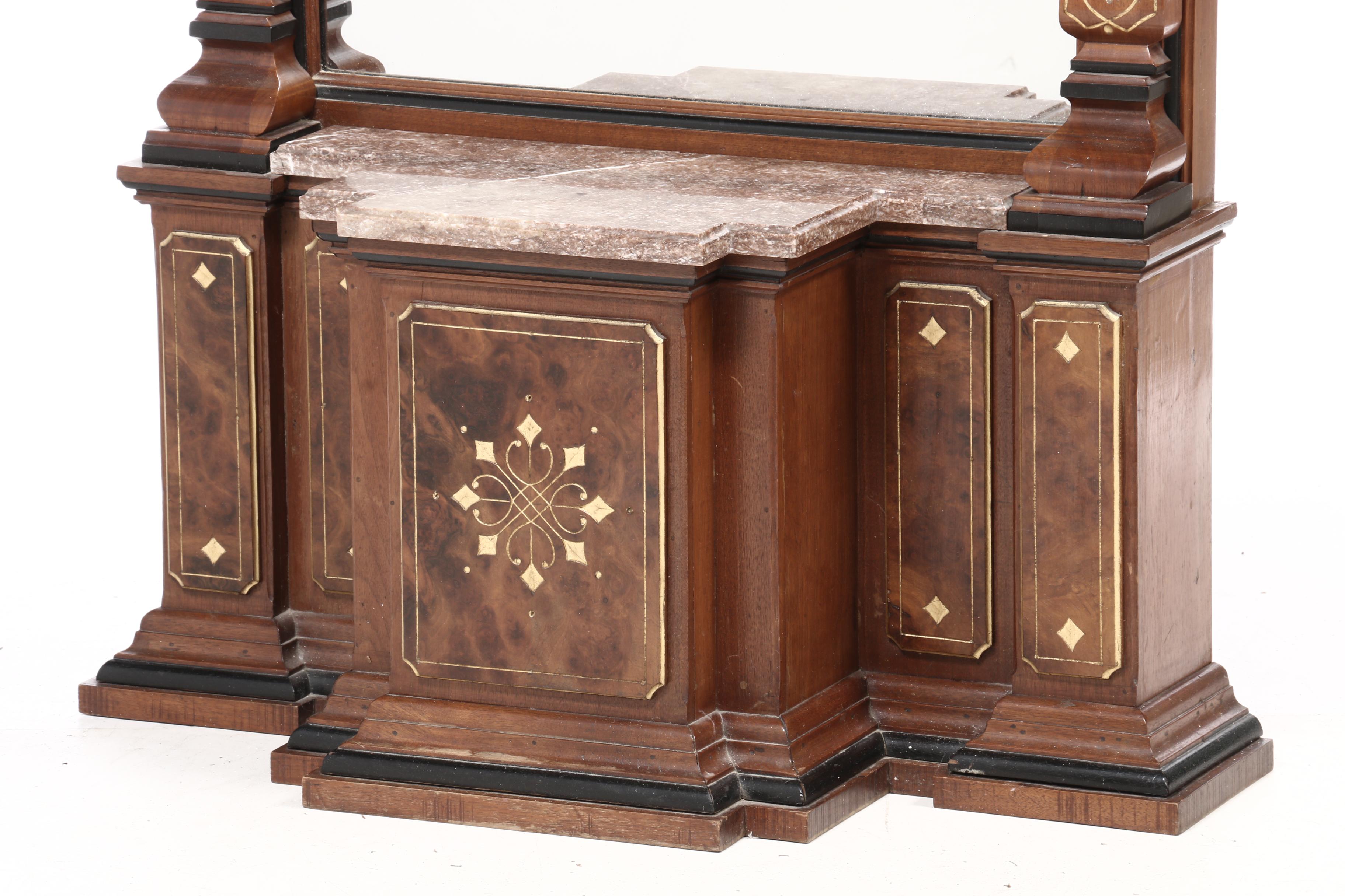 Victorian Eastlake Walnut Pier Mirror, Late 19th Century