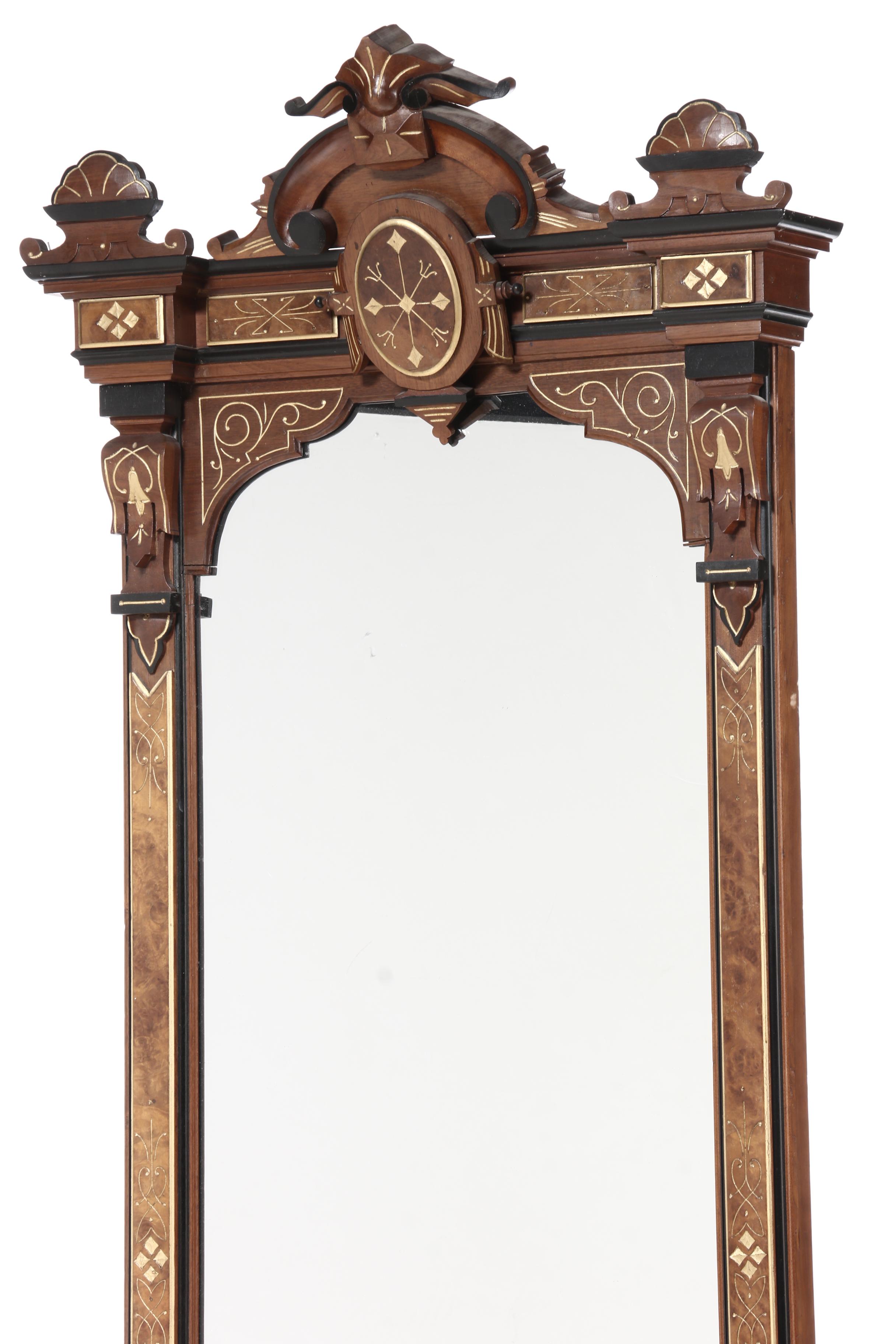 Victorian Eastlake Walnut Pier Mirror, Late 19th Century