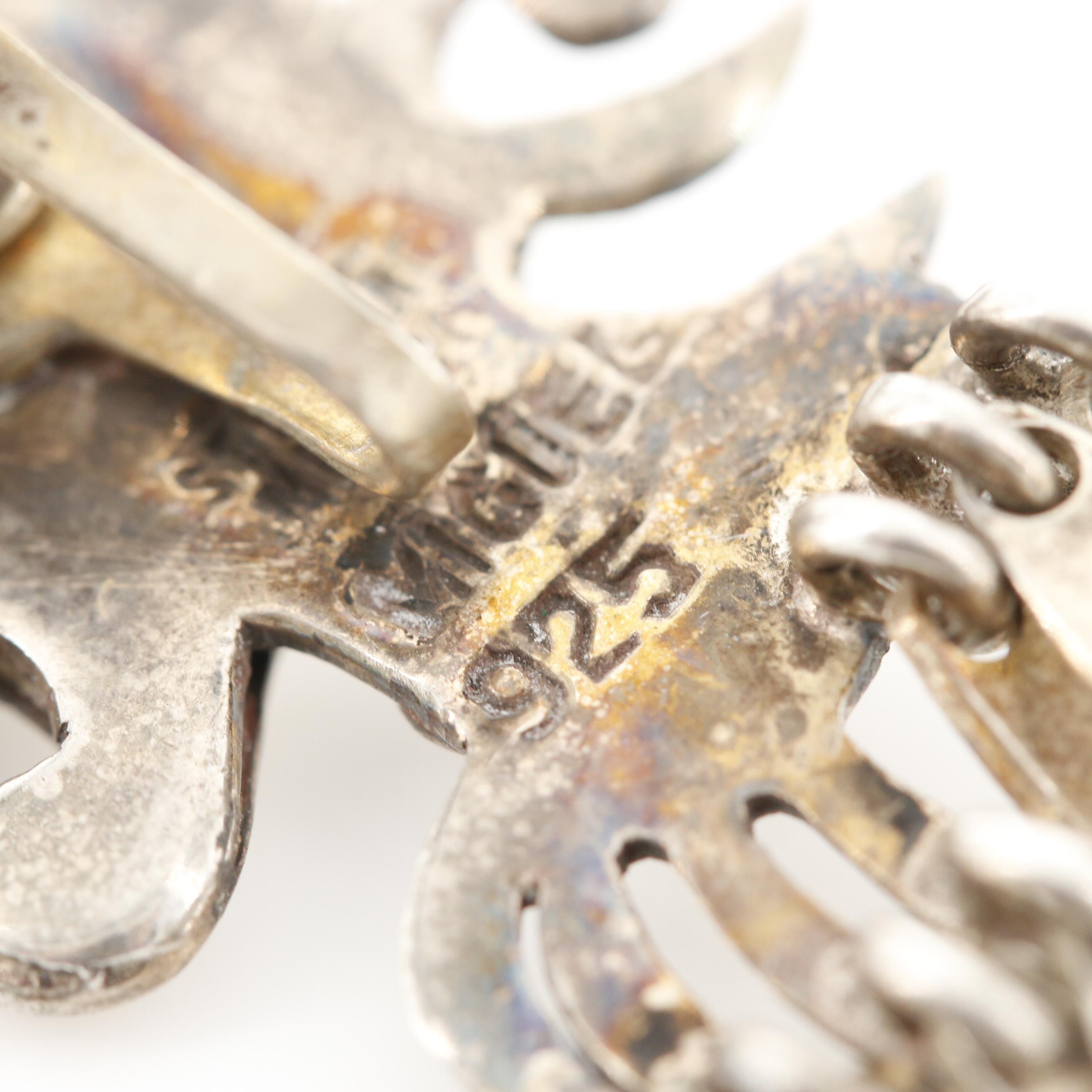 Vintage Miguel Garcia for Rancho Alegre Sterling Silver Eye Earrings and Brooch