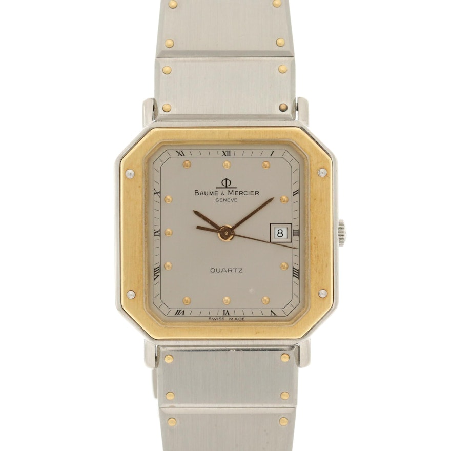 Baume & Mercier 18K Gold and Stainless Steel Wristwatch With Date