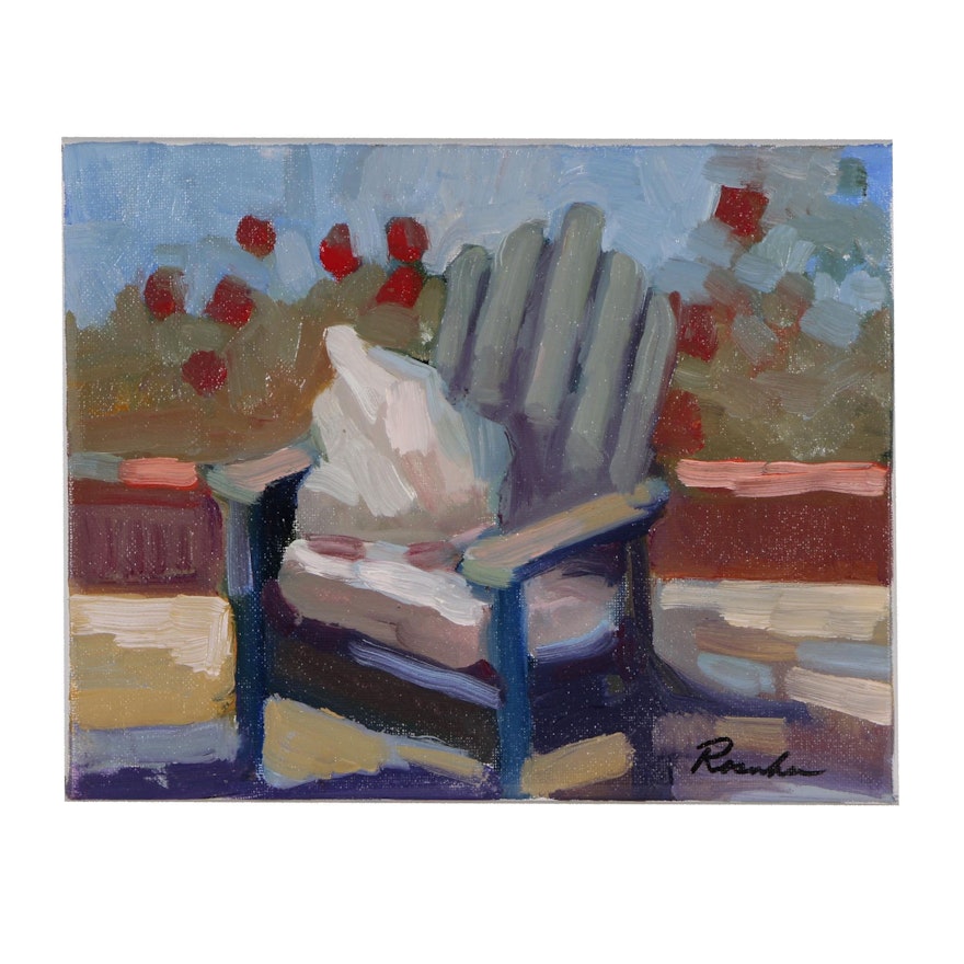 Sally Rosenbaum Oil Painting of Deck Chair