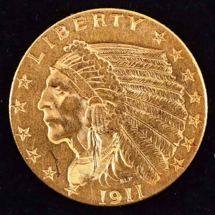 A 1911 Indian Head $2.50 Gold Quarter Eagle