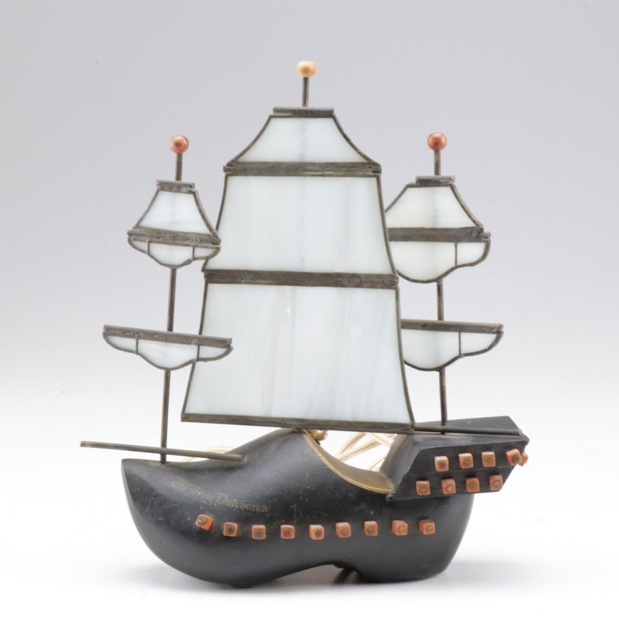 Flying Dutchman Slag Glass Ship Light, Mid-Century