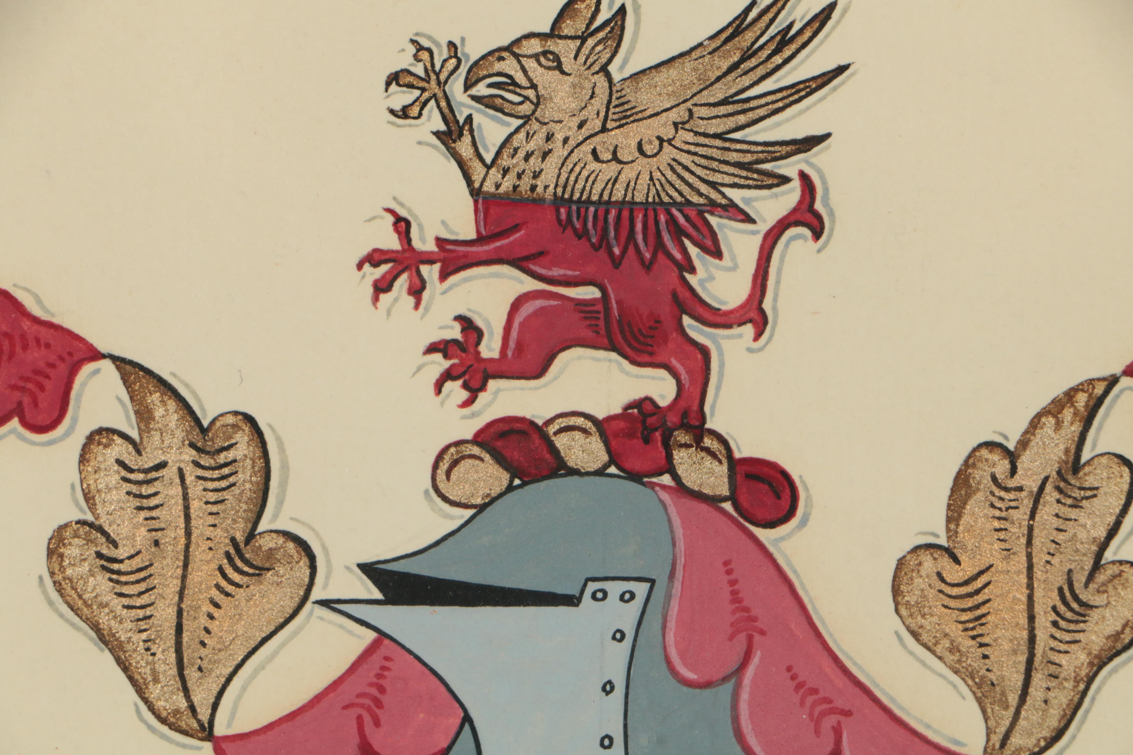 Sands Coat of Arms Gouache Painting, 1921