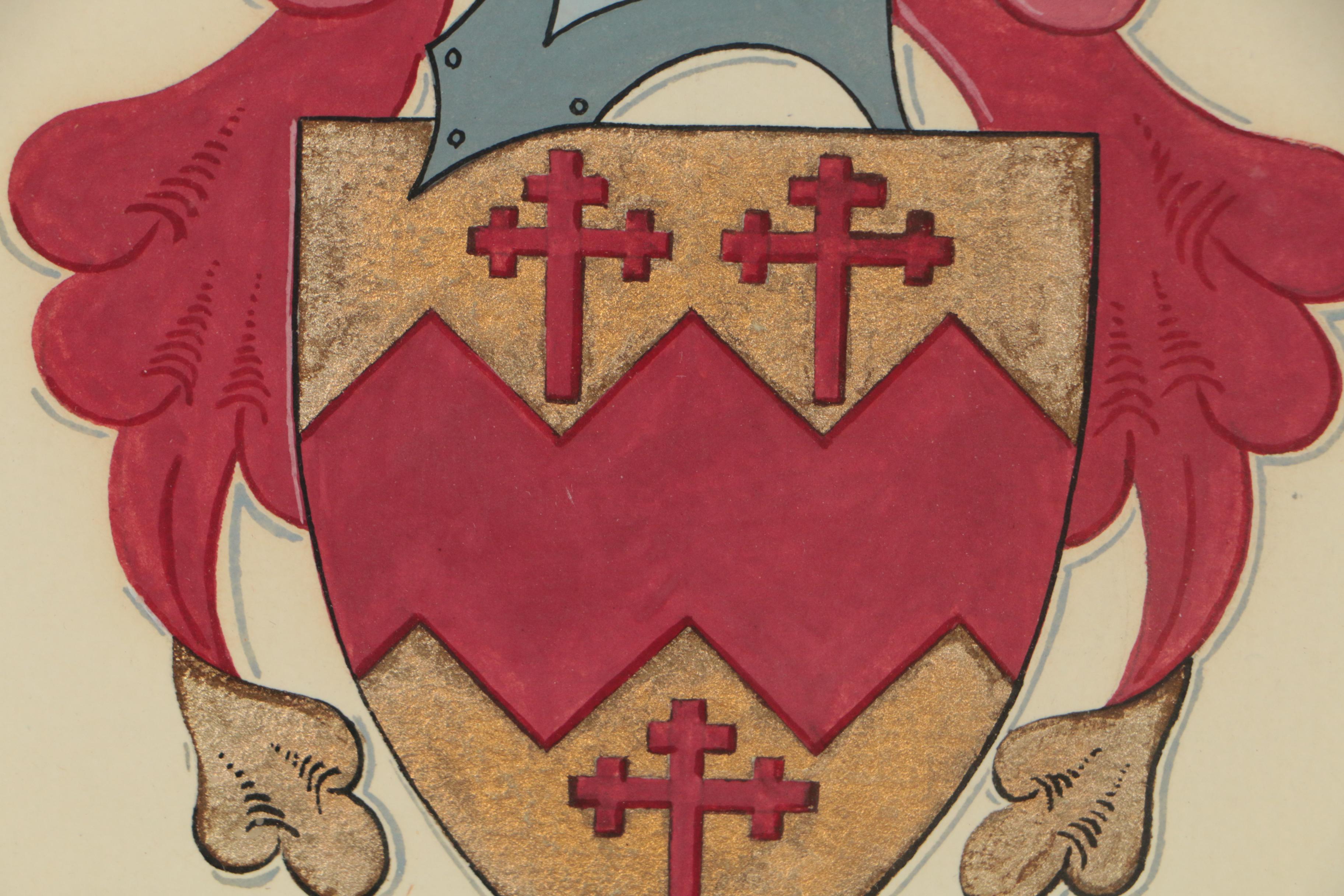 Sands Coat of Arms Gouache Painting, 1921