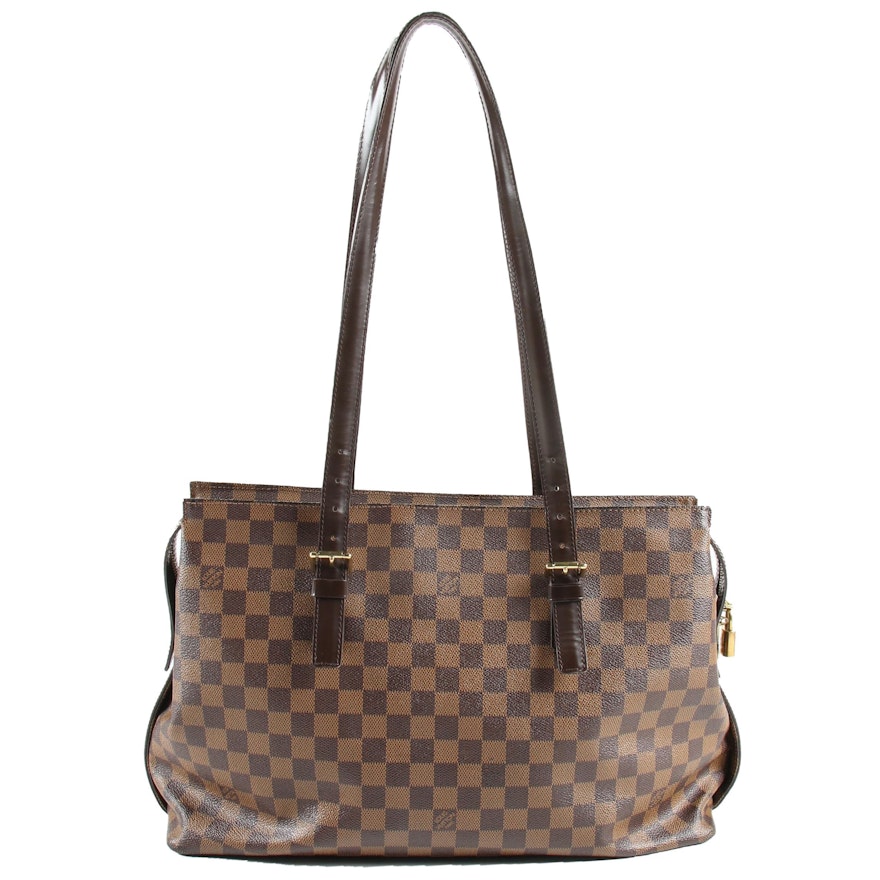 Louis Vuitton Chelsea Tote in Damier Ebene Coated Canvas and Brown Leather