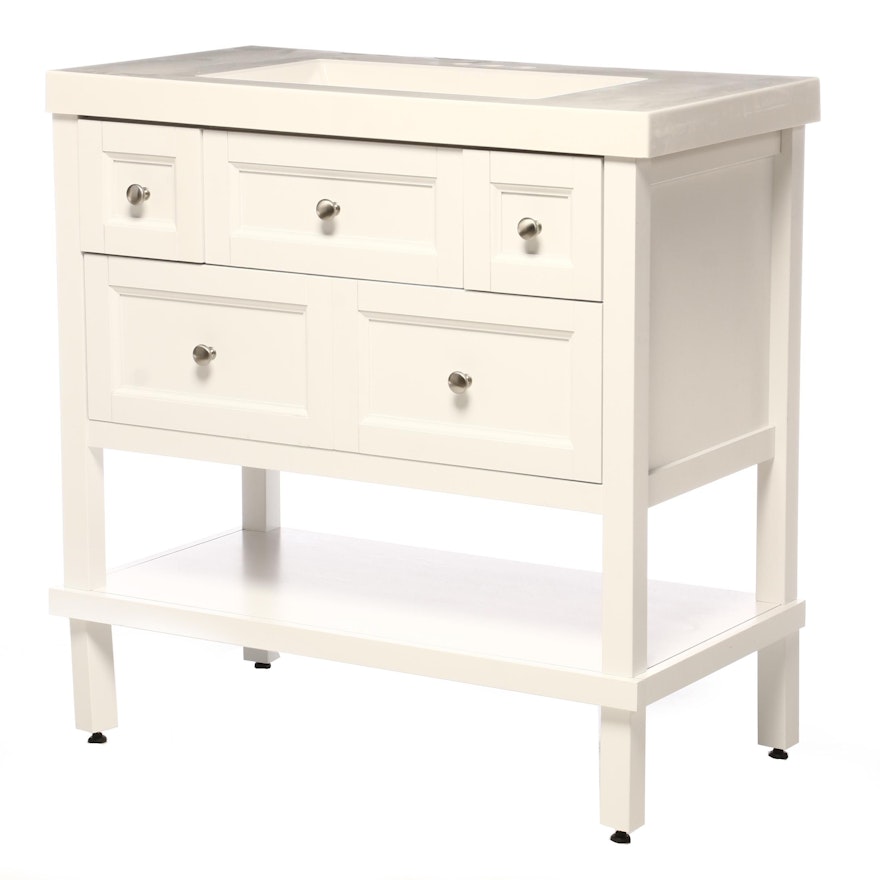 WoodCrafters Painted Wooden Vanity with "Oslo" White Sink, Contemporary