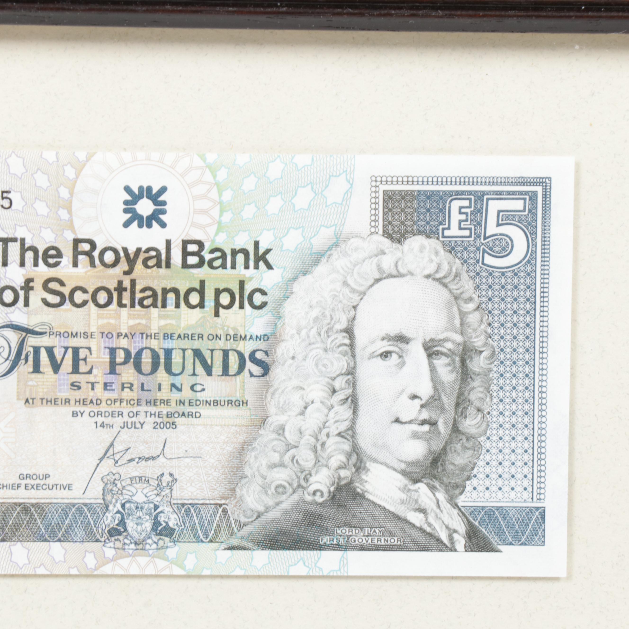 Jack Nicklaus 2005 Bank of Scotland 5 Pound Note, Framed