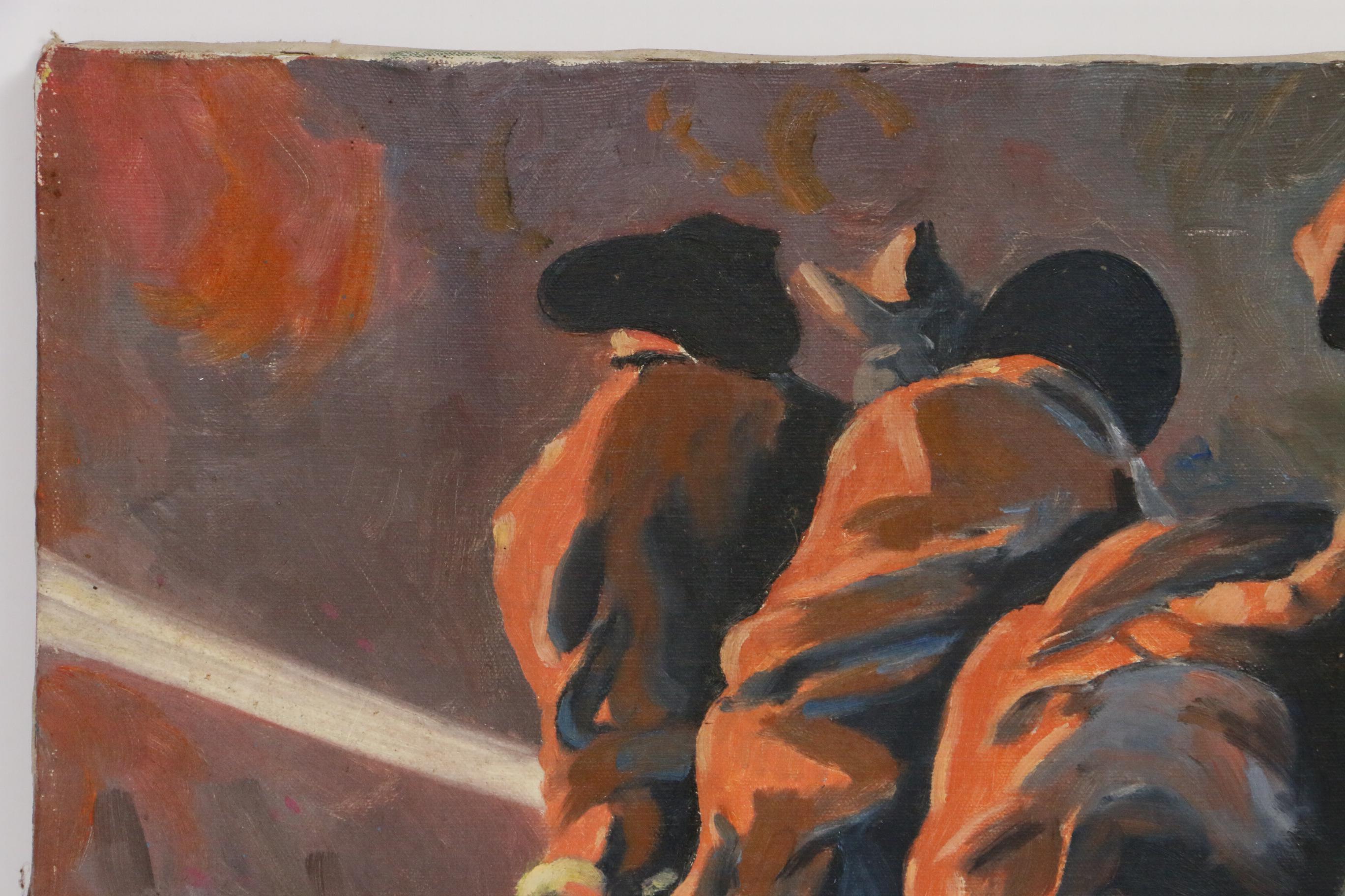 Gerald "Jerry" Page Oil Painting "Fire at National Register"