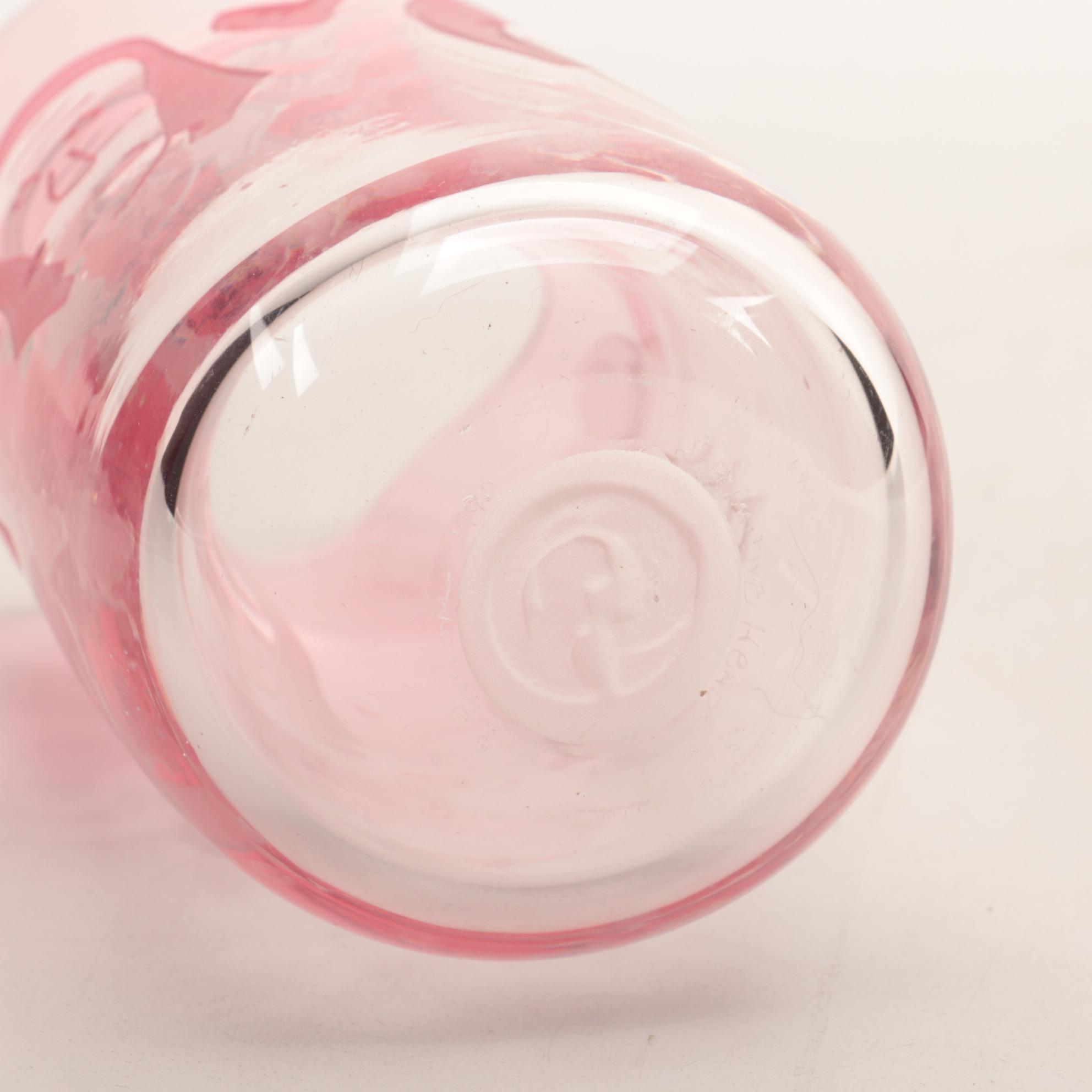 James Parsons "Primitive Heads" Art Glass Tumbler and Swizzle Stick