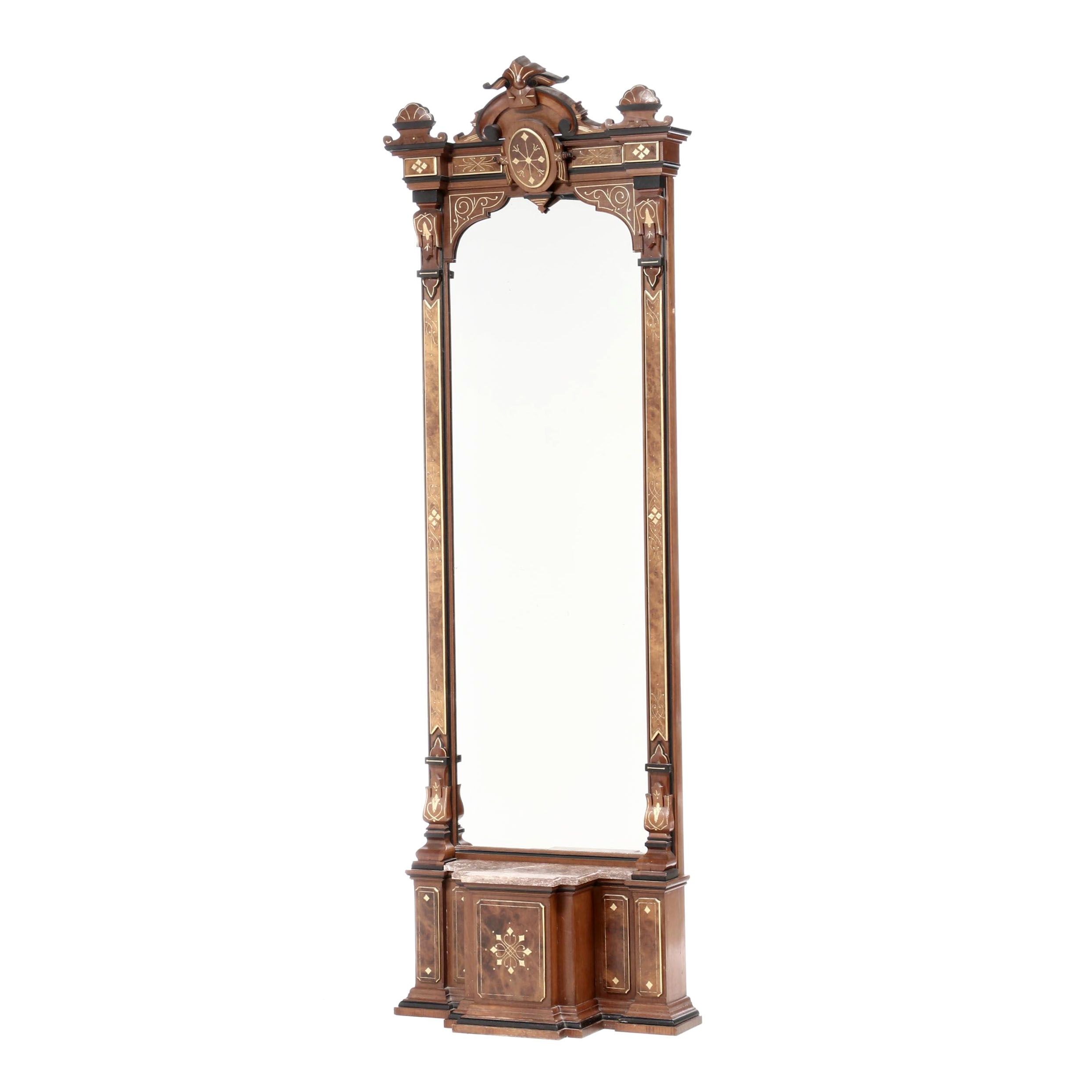 Victorian Eastlake Walnut Pier Mirror, Late 19th Century