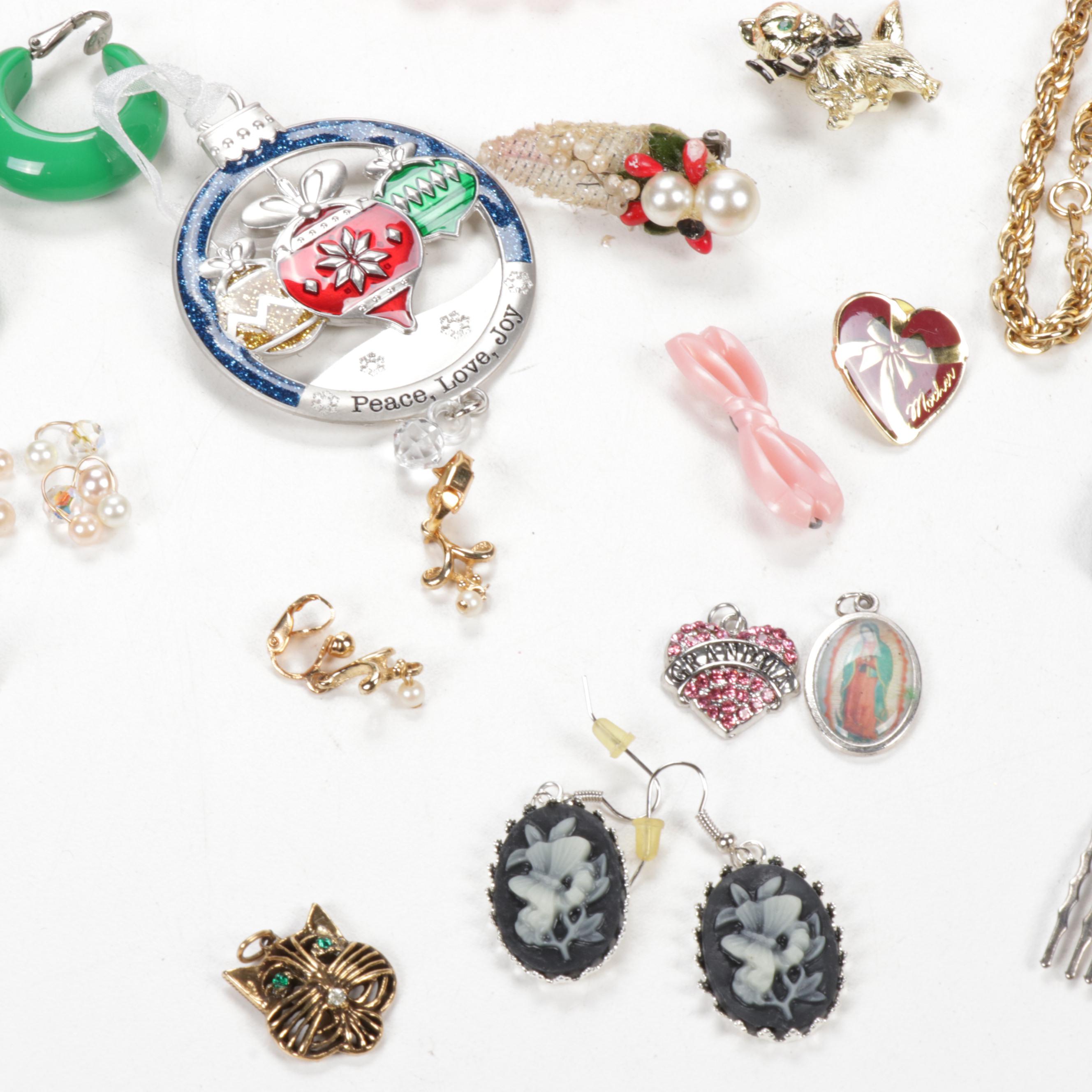 Vintage Jewelry Box and Assorted Costume Jewelry