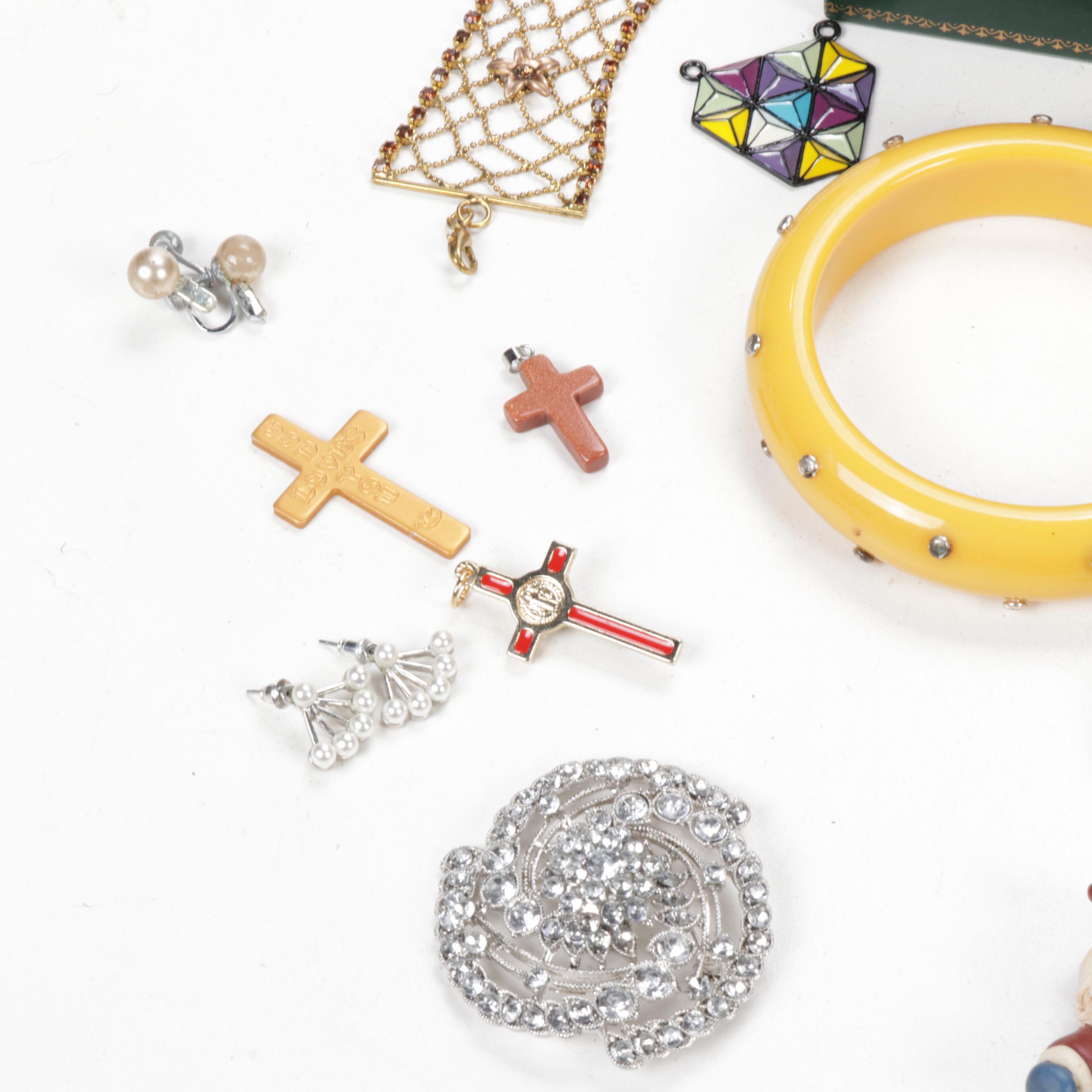 Vintage Jewelry Box and Assorted Costume Jewelry