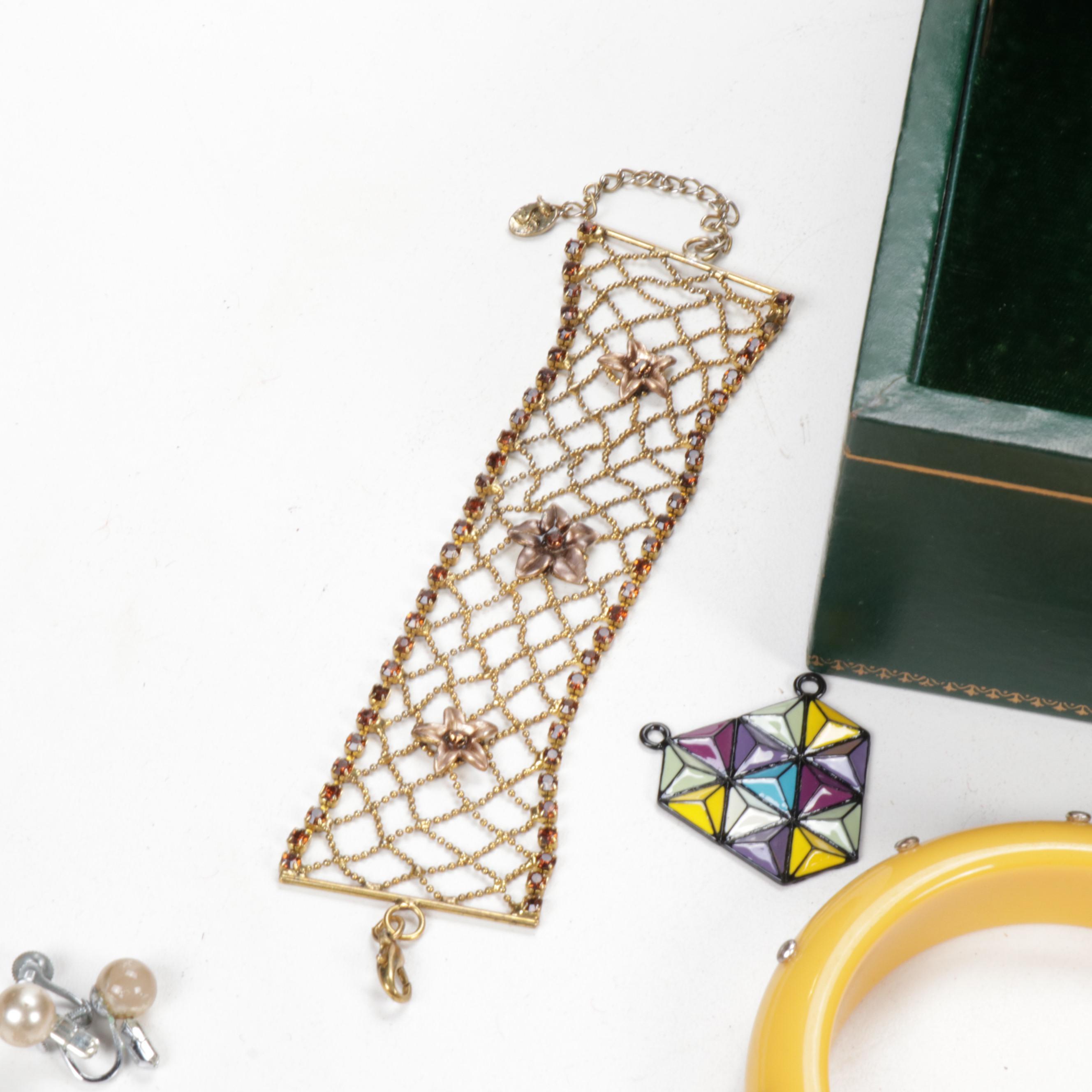 Vintage Jewelry Box and Assorted Costume Jewelry