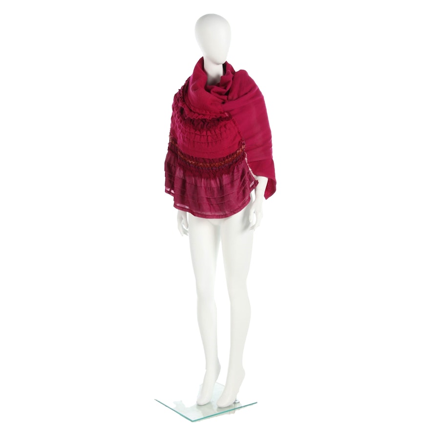 Tao by Comme des Garçons Fuchsia Wool Blend Ruffle Accent Wrap