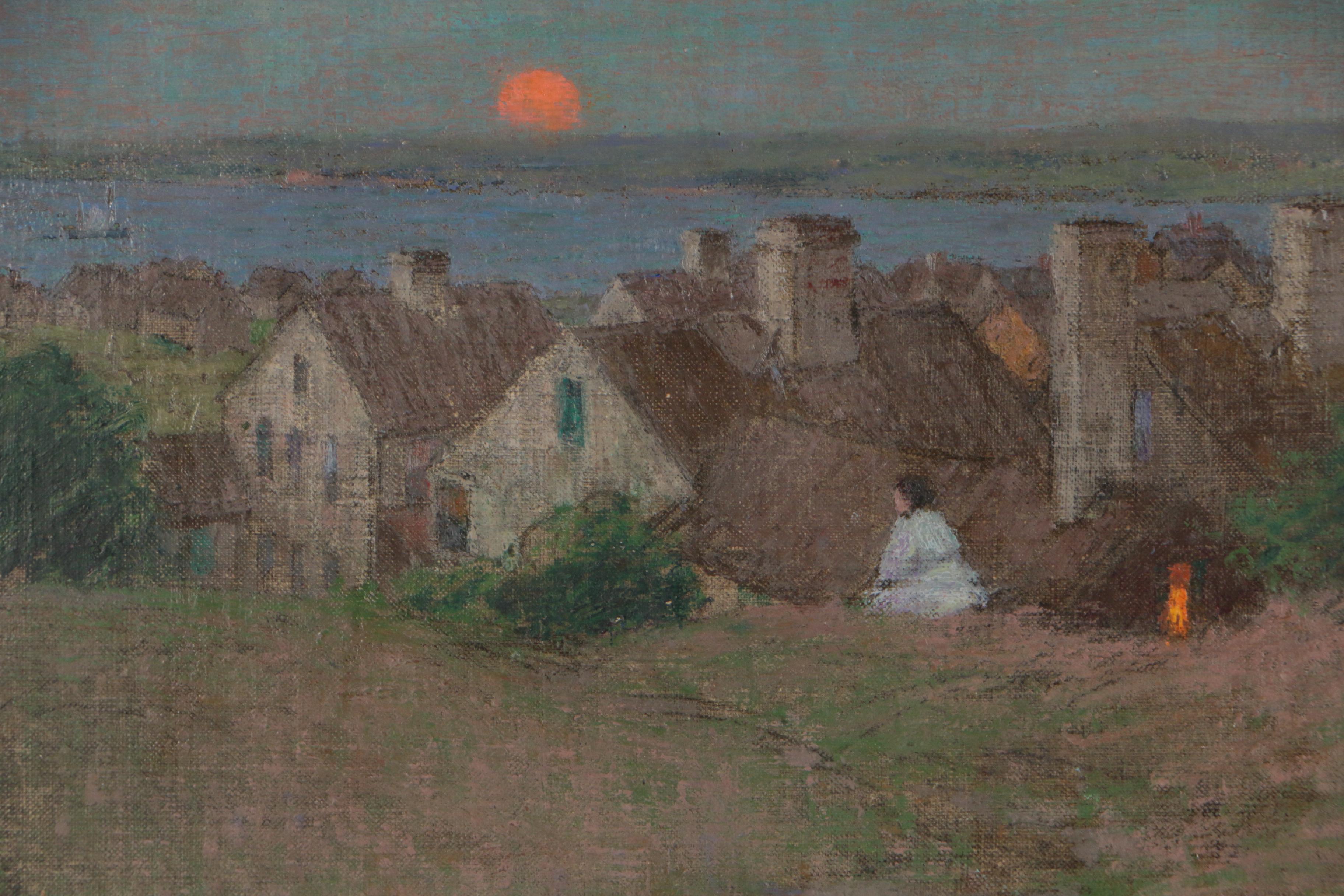 Henry Golden Dearth Oil Painting "Summer Twilight", Early 20th Century