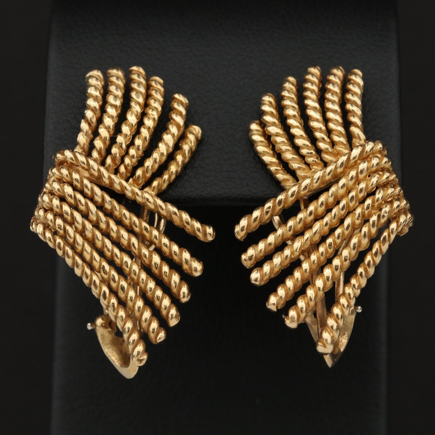 Schlumberger for Tiffany & Co. 18K Yellow Gold "V" Rope Earrings