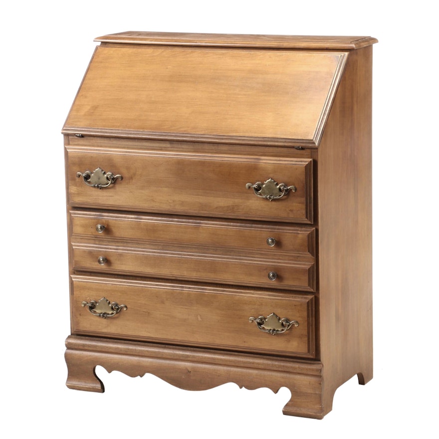 American Colonial Style Slant-Lid Desk with Cedar Drawers, Mid-20th Century