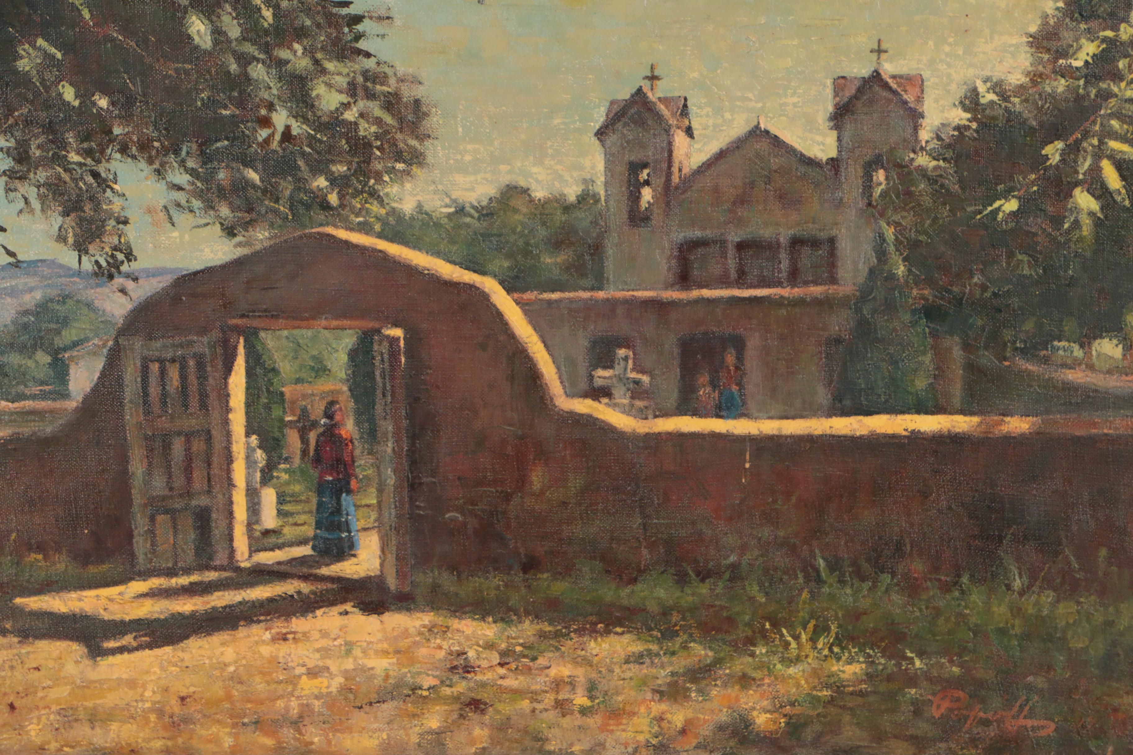 Christo Popoff Oil Painting "Santuario de Chimayo", 1977