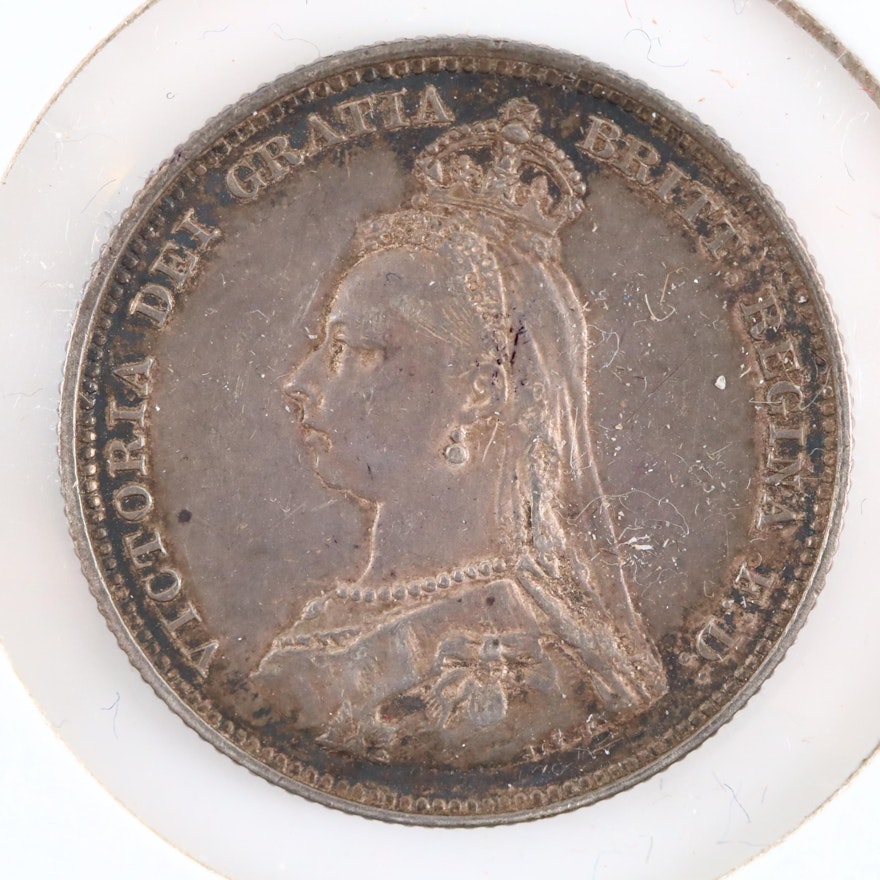 An 1887 Great Britain Silver Shilling, 2nd Portrait Type