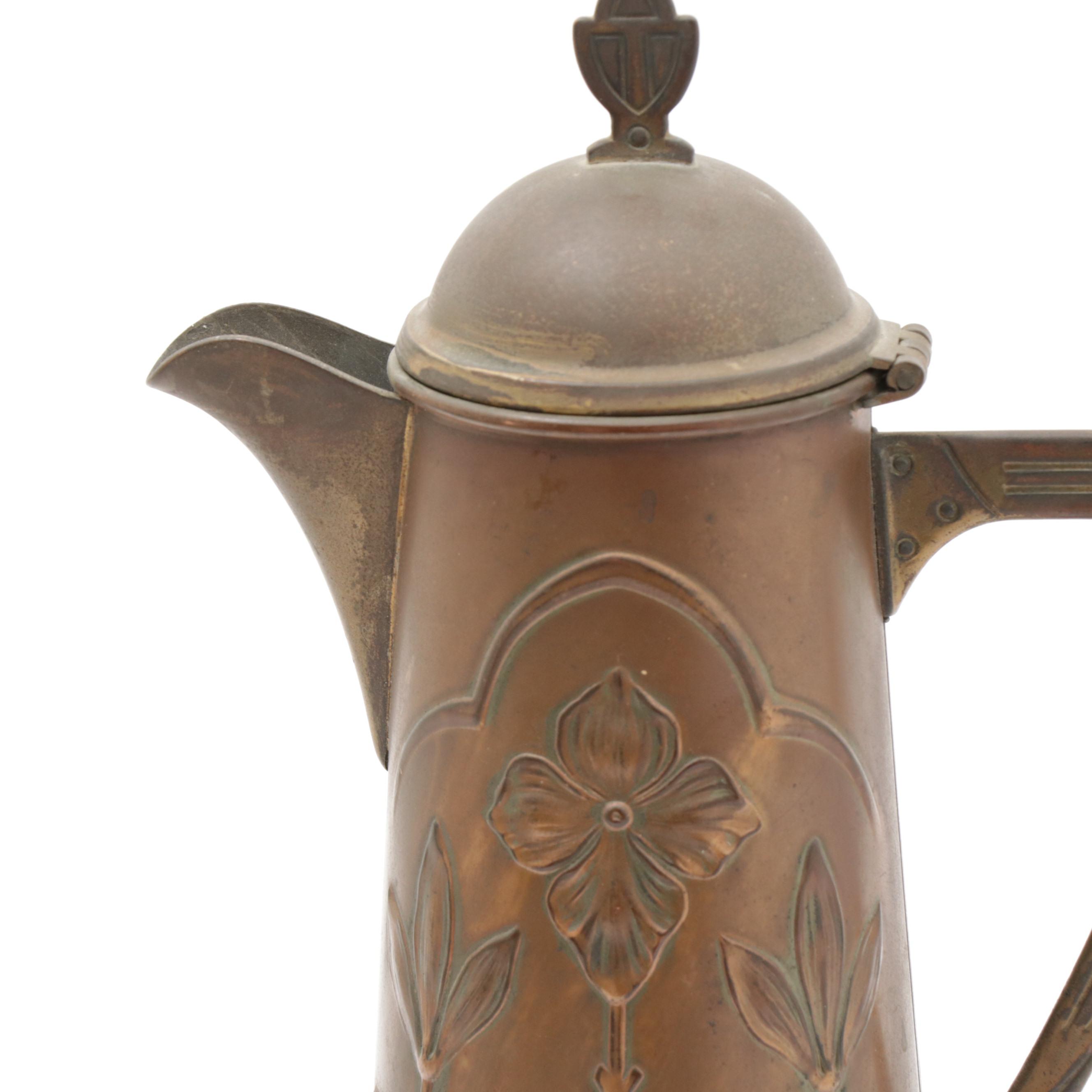 Art Nouveau Secessionist Brass Tankard Pitcher