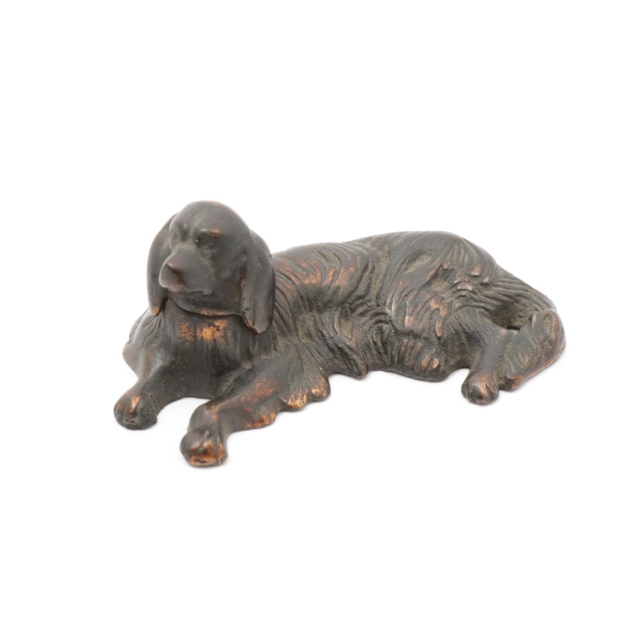 Cast Iron with Copper Finish Irish Setter Paperweight, Early to Mid 20th Century