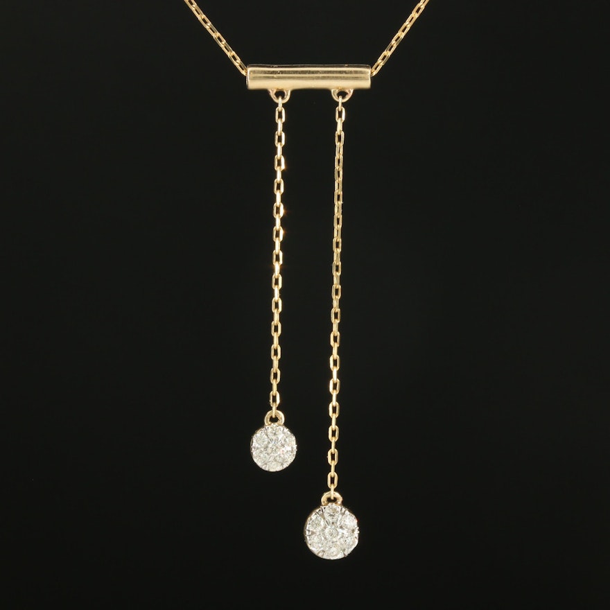 14K Yellow Gold Diamond Drop Necklace